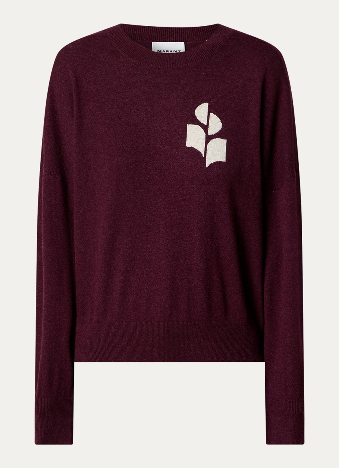 Isabel Marant Marisans fijngebreide pullover in wolblend met ingebreid logo  - voorkant 3 aubergine