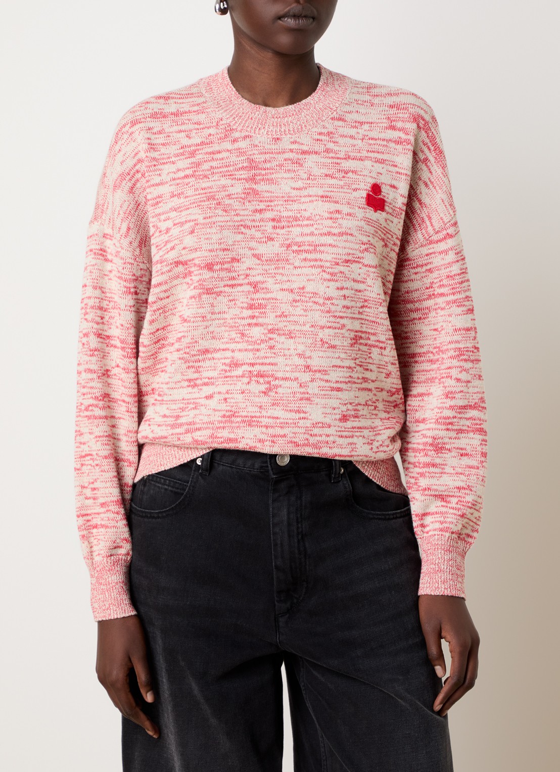 Isabel Marant Masan grofgebreide trui in wolblend met gemêleerd dessin - detail 4 rood