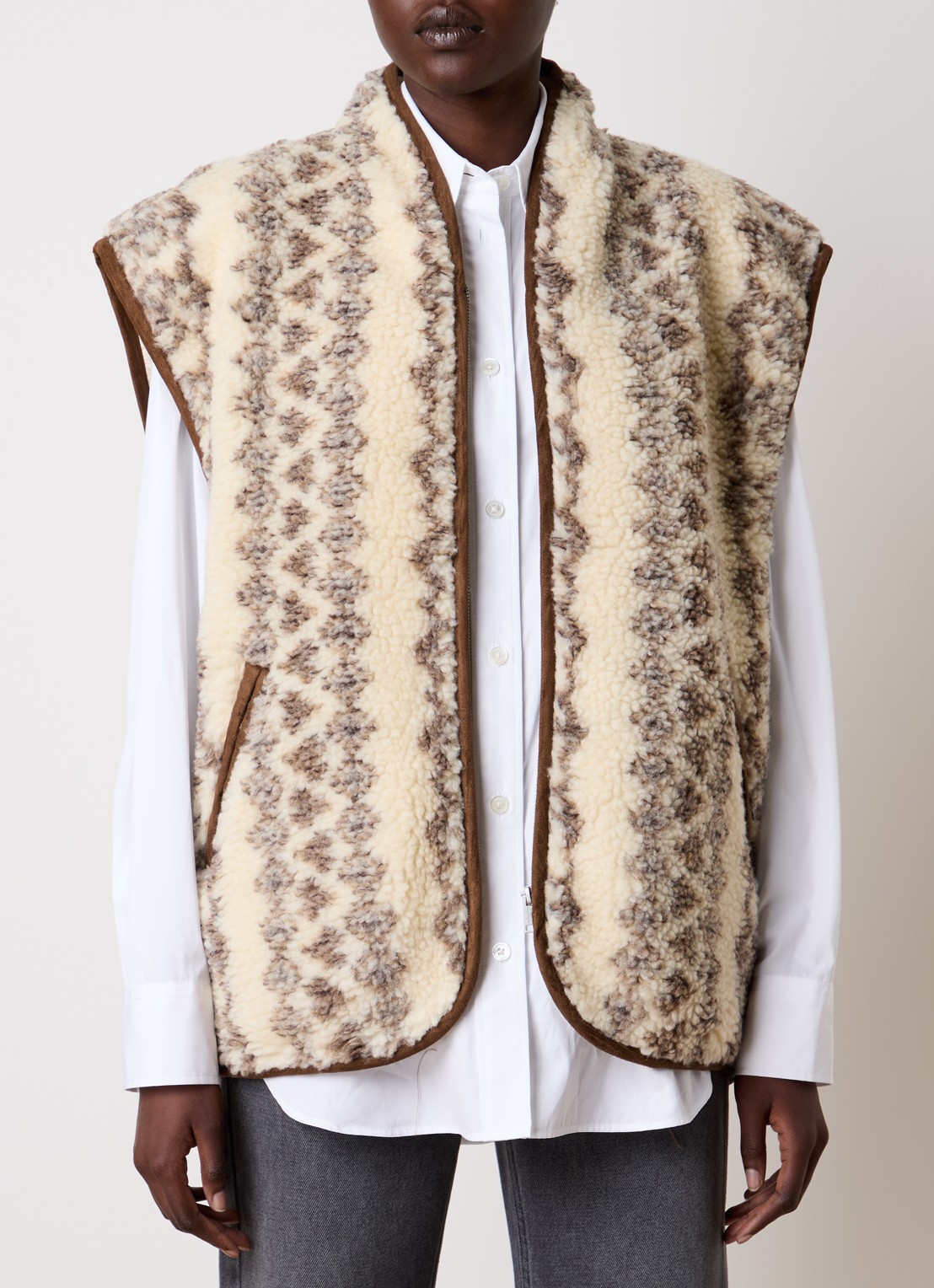 Isabel Marant Maximilia gilet in wolblend met steekzakken - detail 4 beige