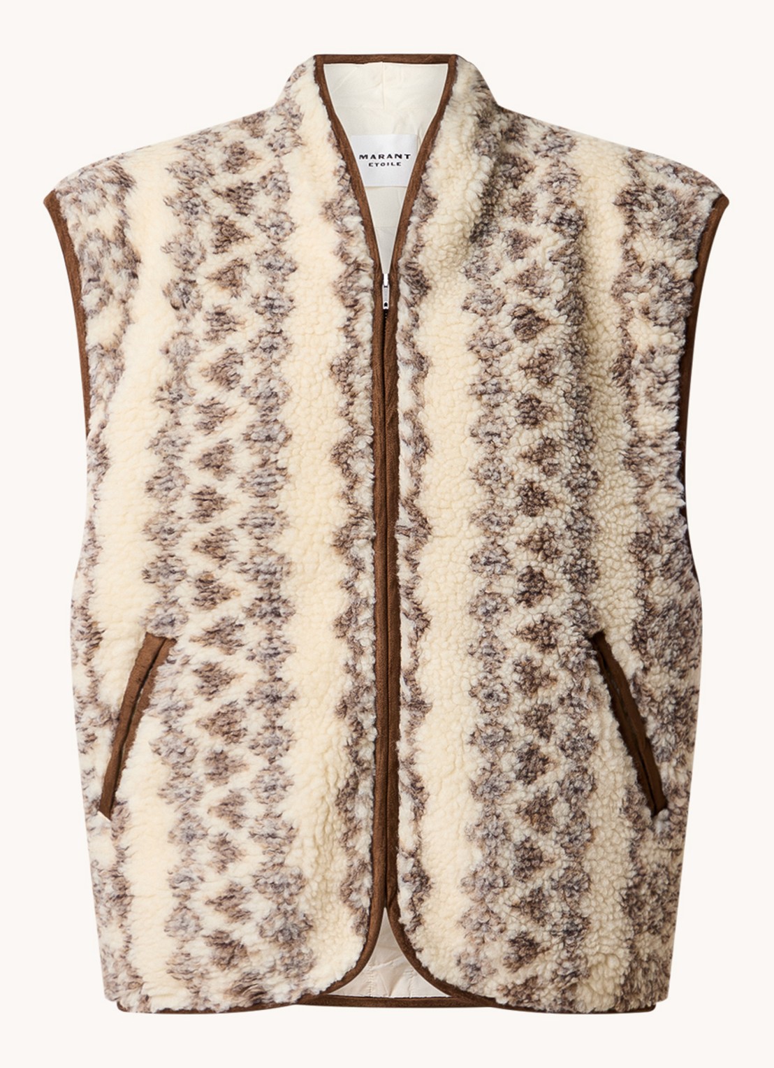 Isabel Marant Maximilia gilet in wolblend met steekzakken - voorkant 2 beige