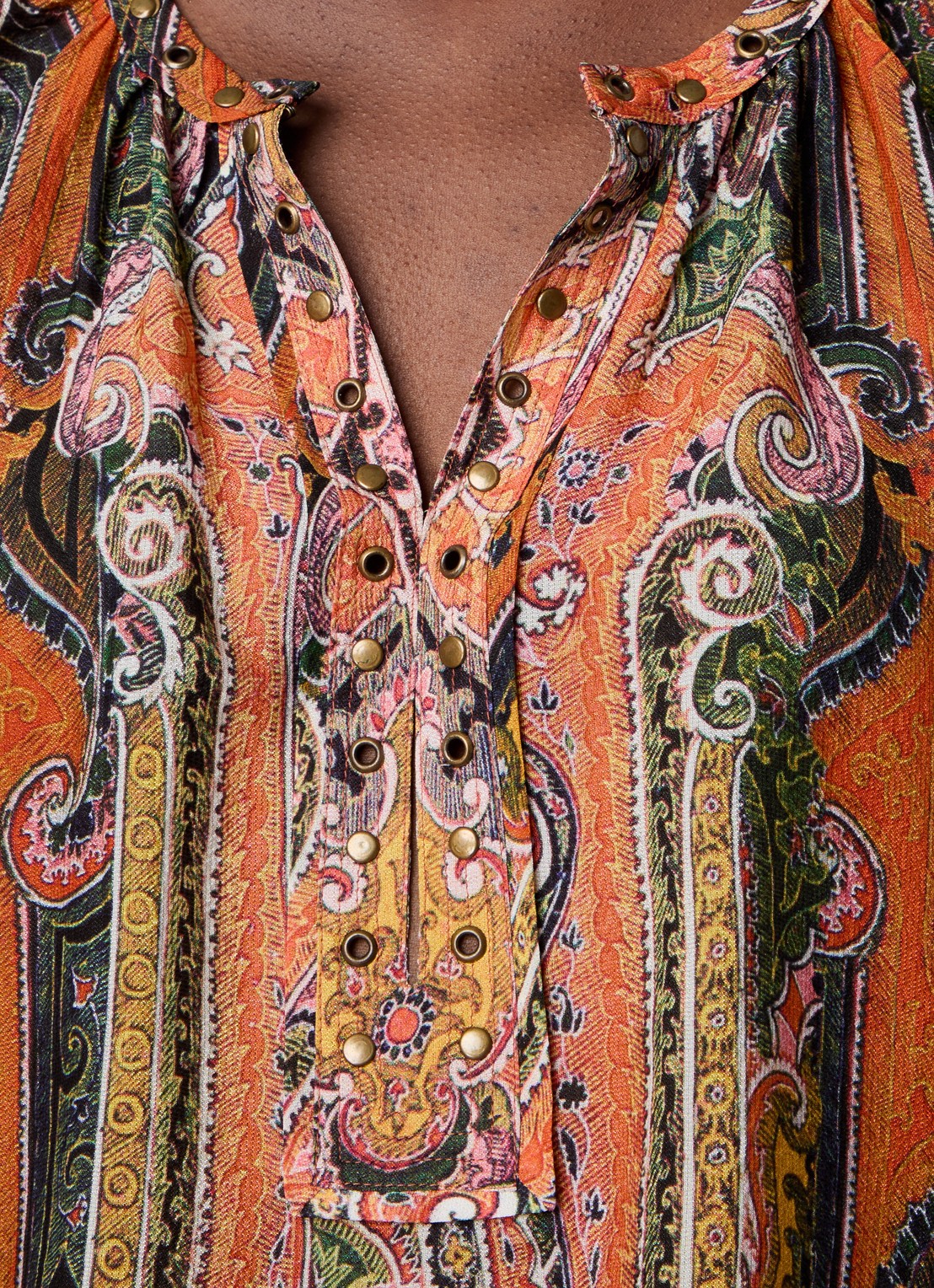 Isabel Marant May tuniek van zijde met print - detail 5 oranje