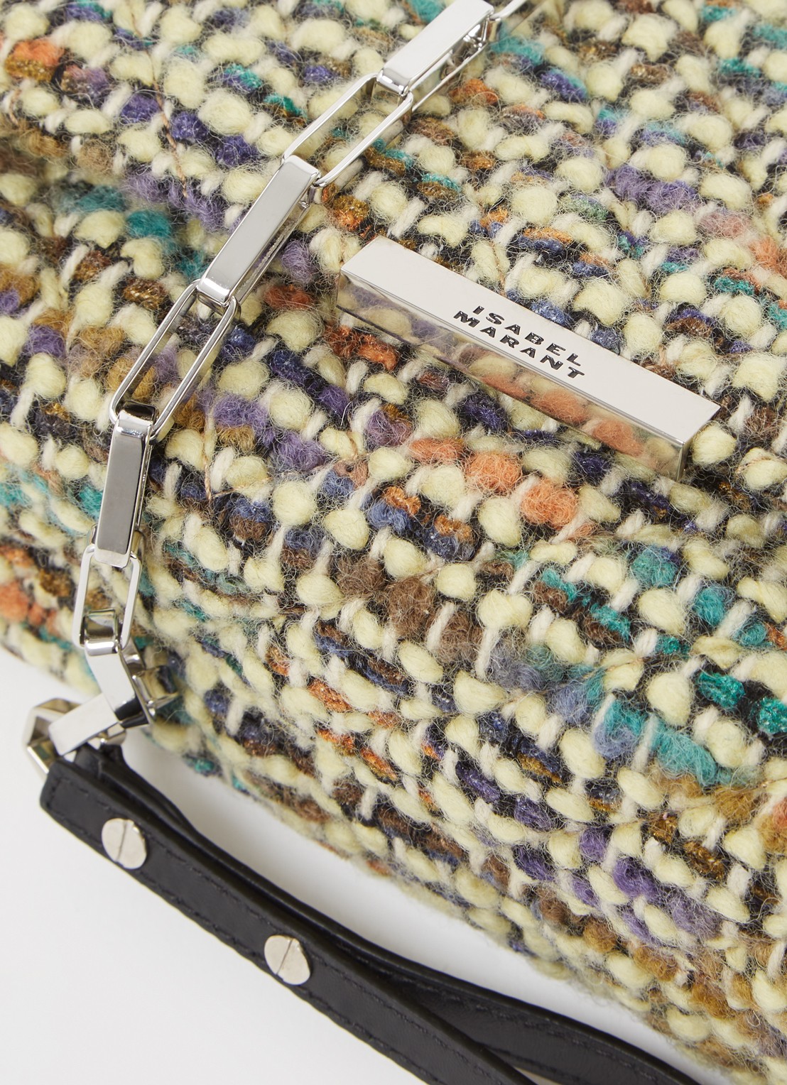 Isabel Marant Merine crossbodytas in wolblend met quilt patroon - detail 5 zwart