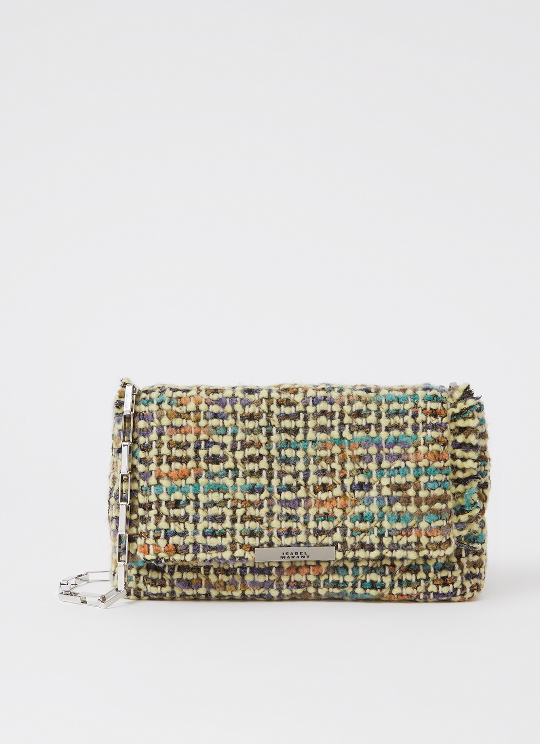 Isabel Marant Merine crossbodytas in wolblend met quilt patroon - voorkant zwart