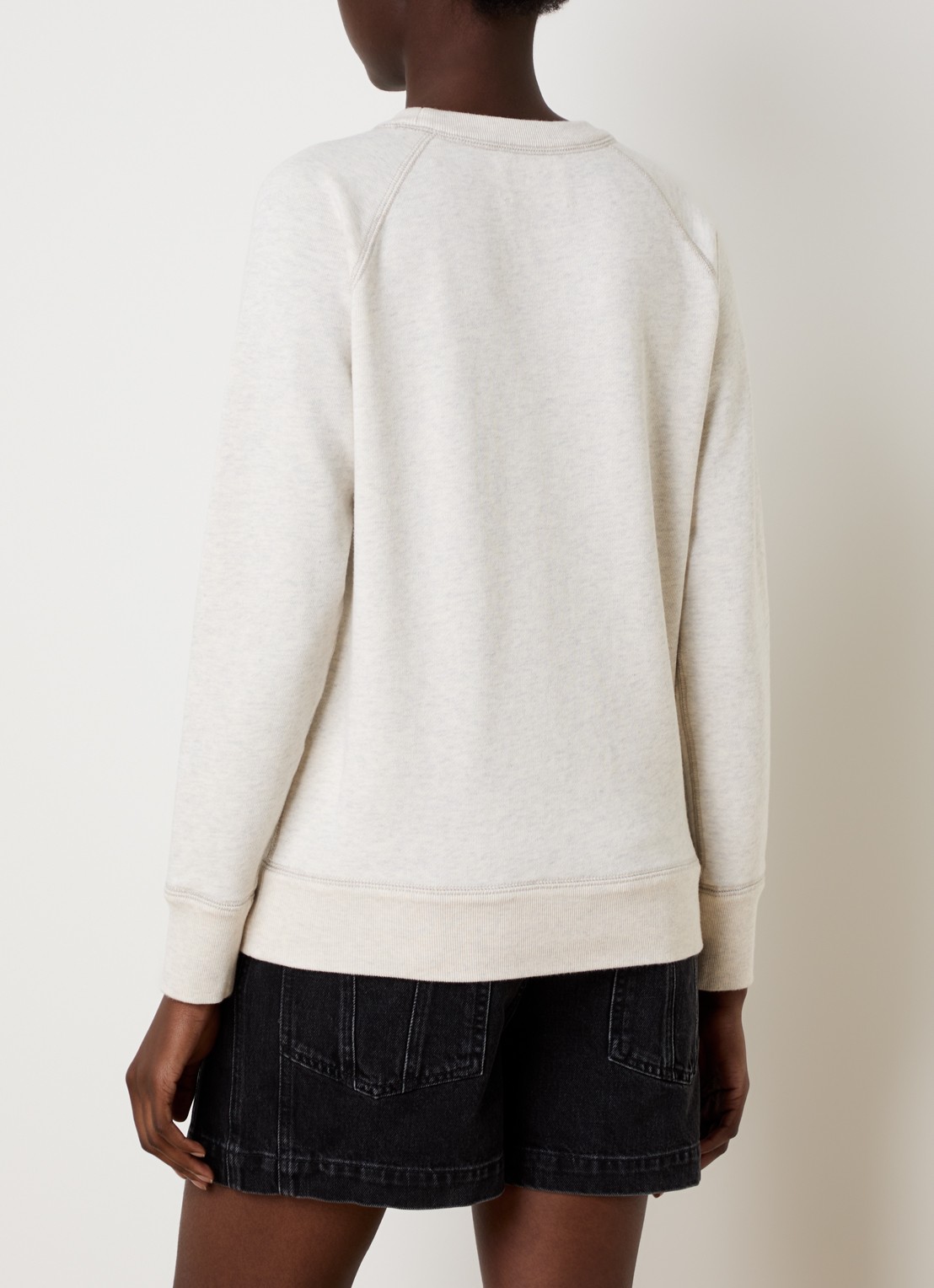 Isabel Marant Milly sweater met gemêleerd dessin en flock logoprint - achterkant 5 grijsmele