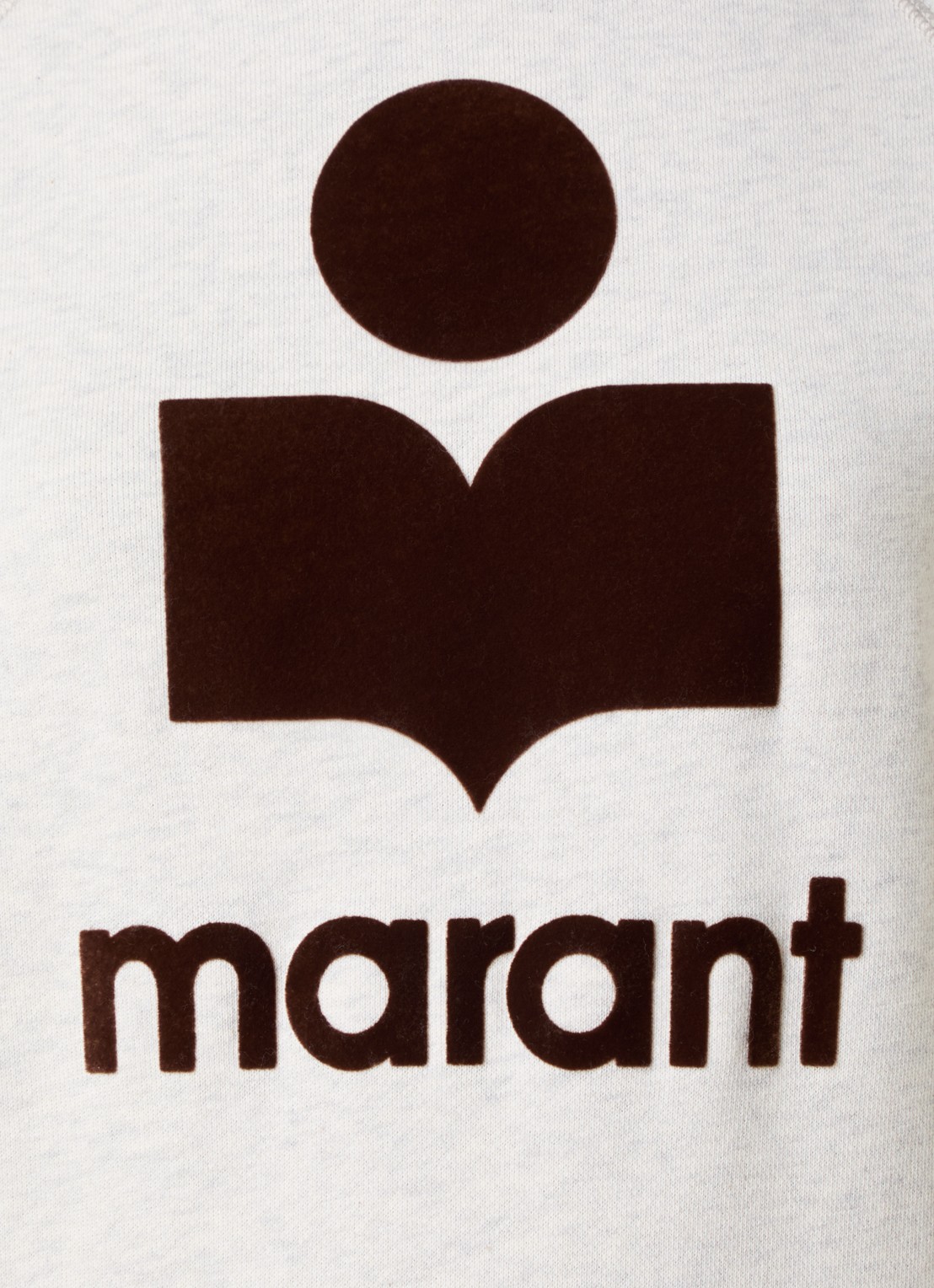 Isabel Marant Milly sweater met gemêleerd dessin en flock logoprint - detail 2 grijsmele