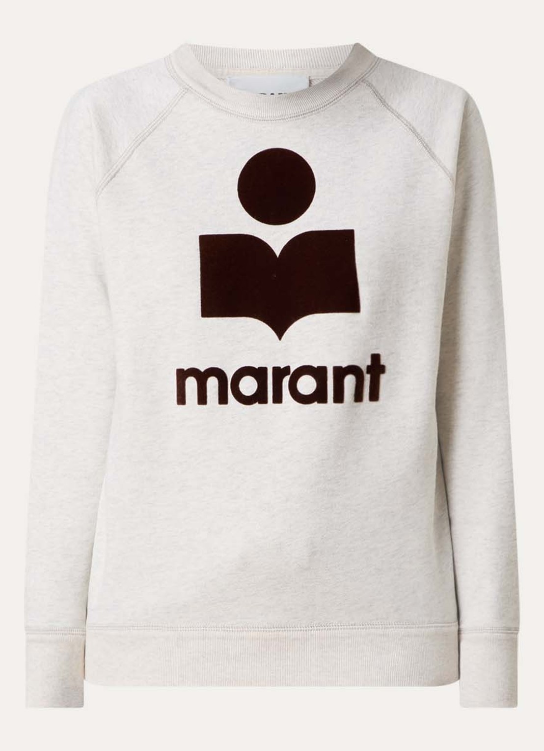 Isabel Marant Milly sweater met gemêleerd dessin en flock logoprint - voorkant 3 grijsmele
