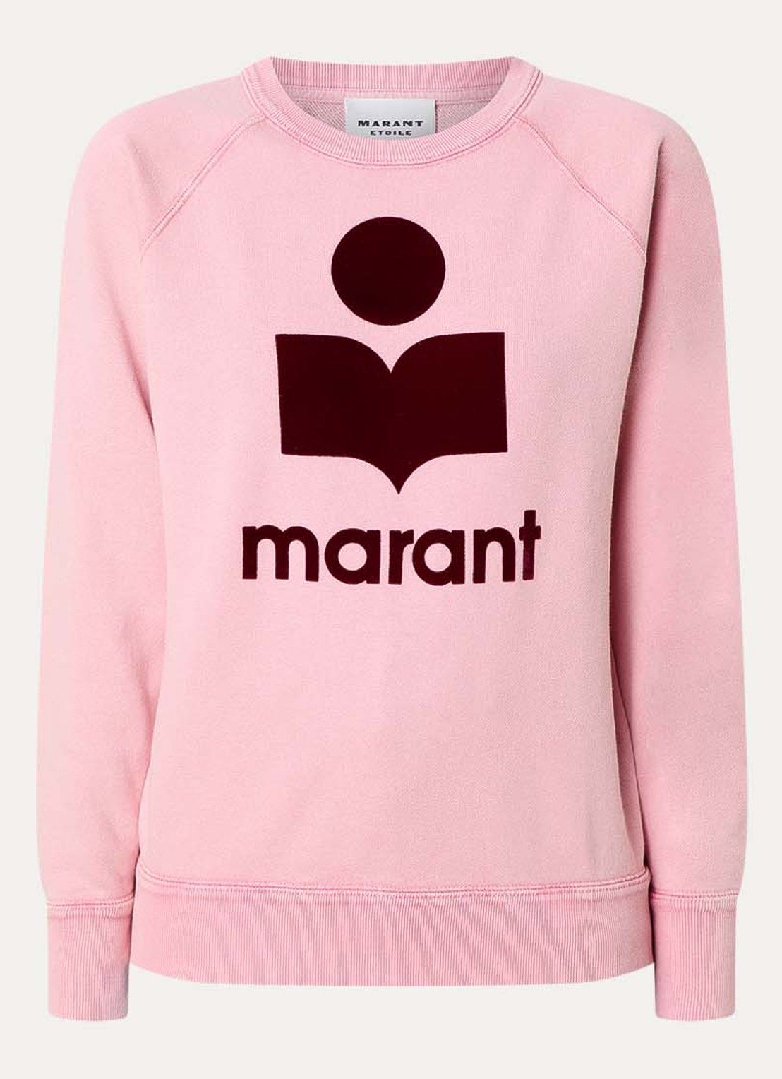 Isabel Marant Milly sweater met gemêleerd dessin en flock logoprint - voorkant 3 zalmroze