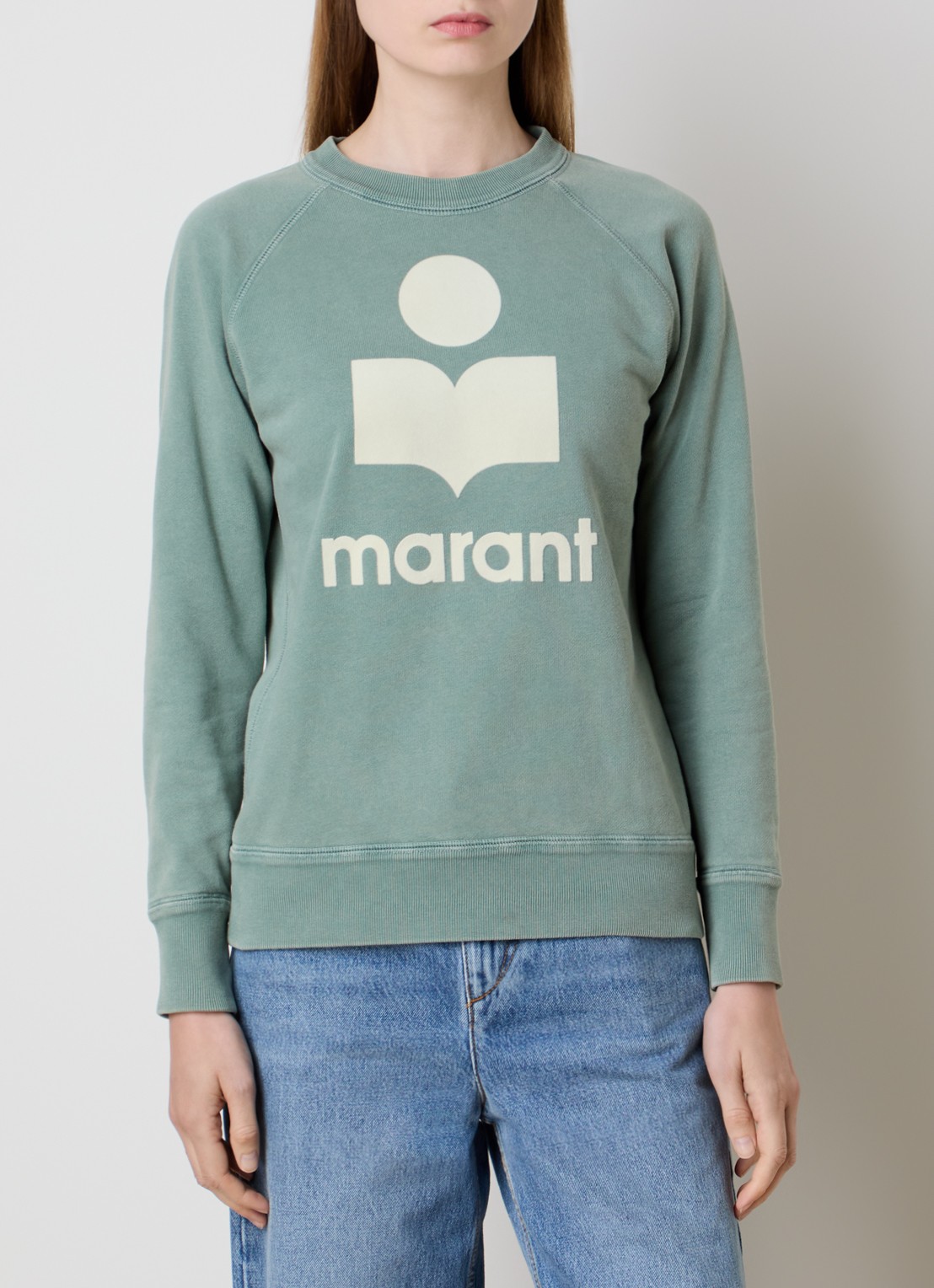 Isabel Marant Millyny sweater met flock logoprint - detail 4 groen