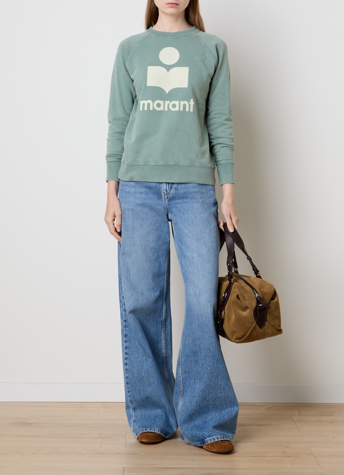 Isabel Marant Millyny sweater met flock logoprint - voorkant 2 groen