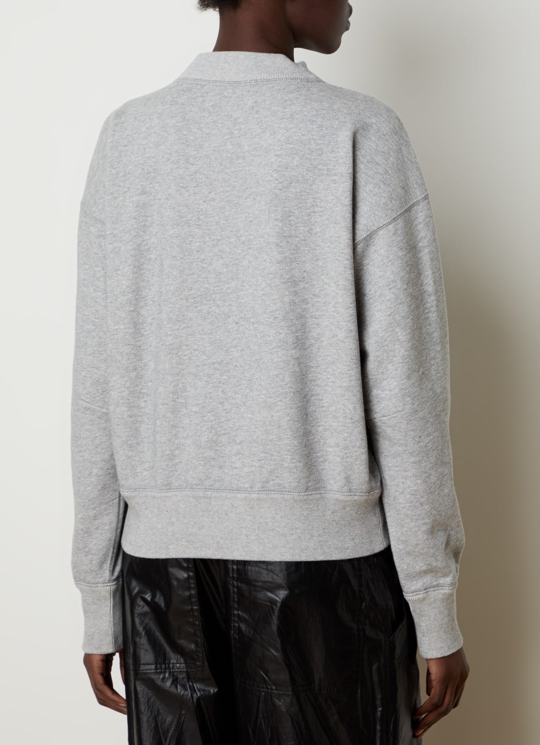 Isabel Marant Moby sweater in  katoenblend met flock logoprint - achterkant 5 grijs
