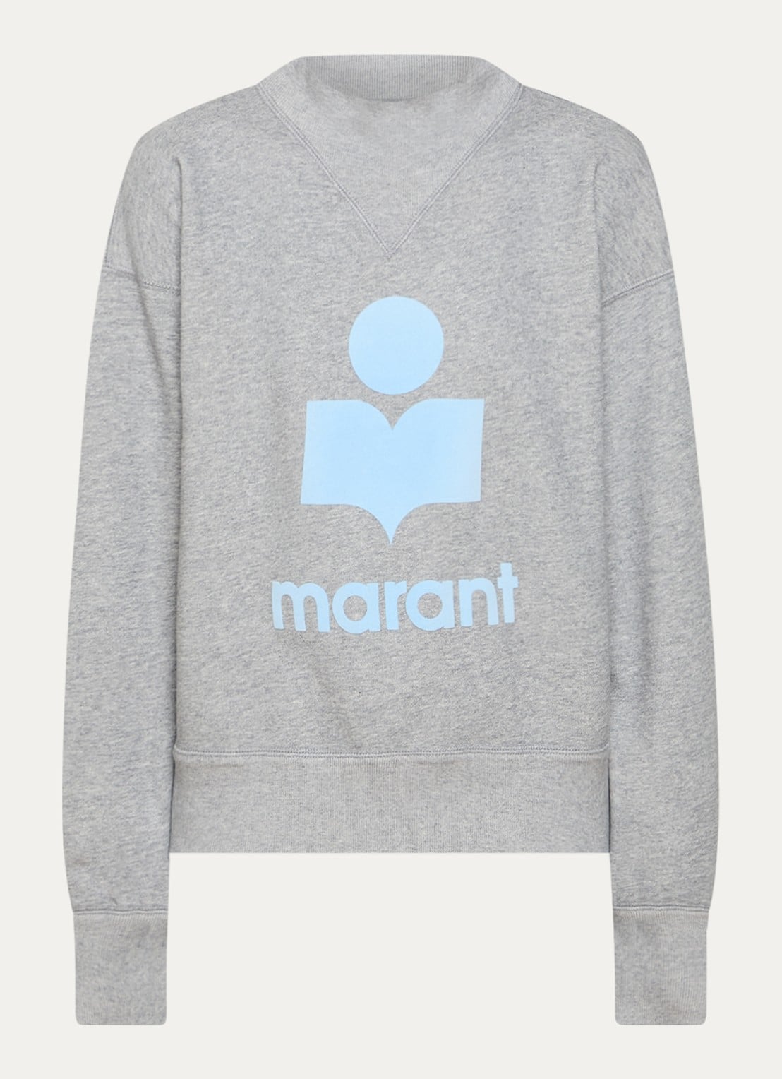 Isabel Marant Moby sweater in  katoenblend met flock logoprint - voorkant grijs
