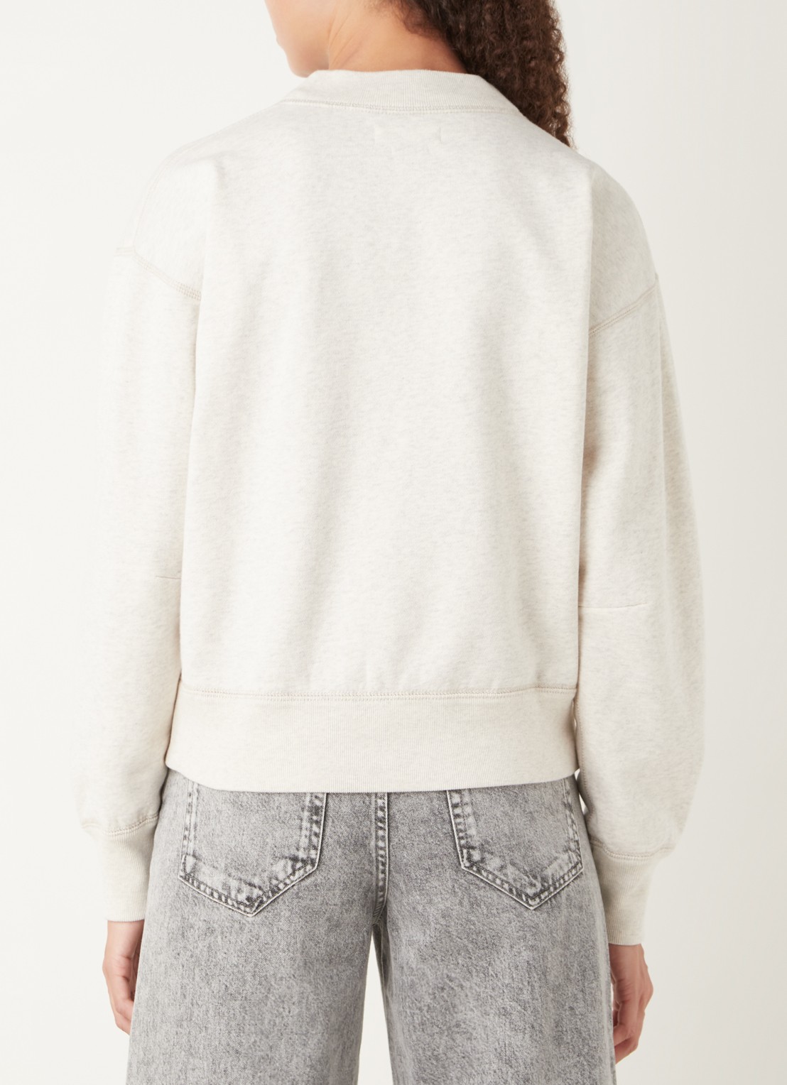 Isabel Marant Moby sweater met flock logoprint en opstaande kraag - achterkant 4 gebroken wit