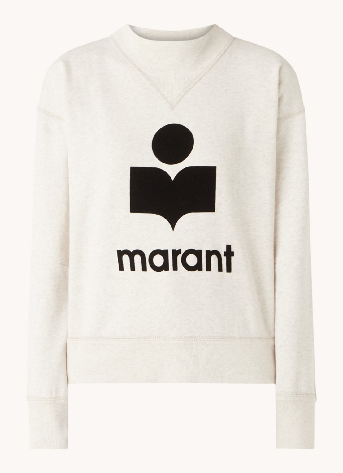 Isabel Marant Moby sweater met flock logoprint en opstaande kraag - voorkant 2 gebroken wit