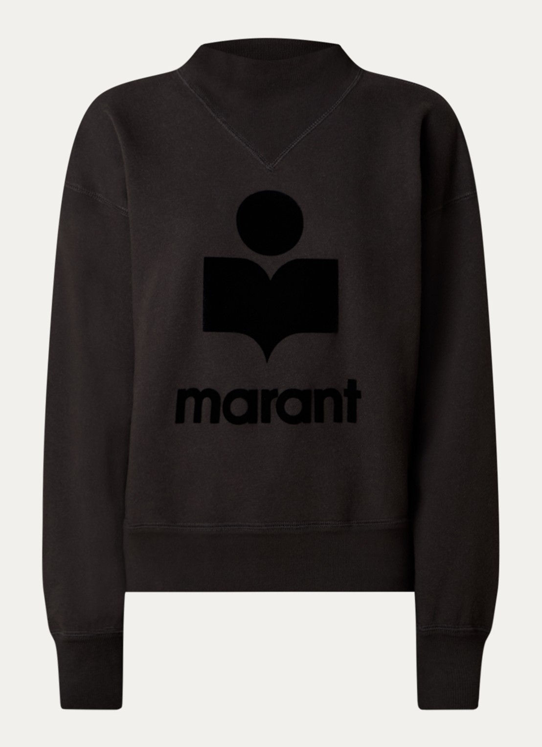 Isabel Marant Moby sweater met flock logoprint en opstaande kraag - voorkant 2 antraciet