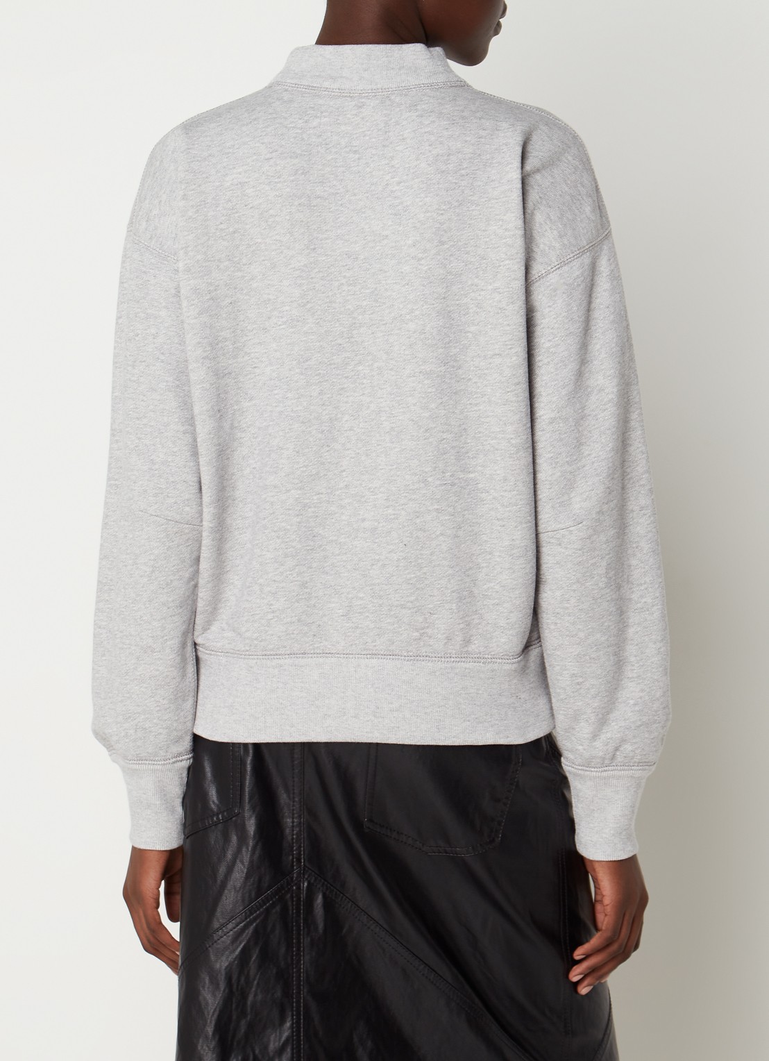 Isabel Marant Moby sweater met flock logoprint en opstaande kraag - achterkant 4 grijs