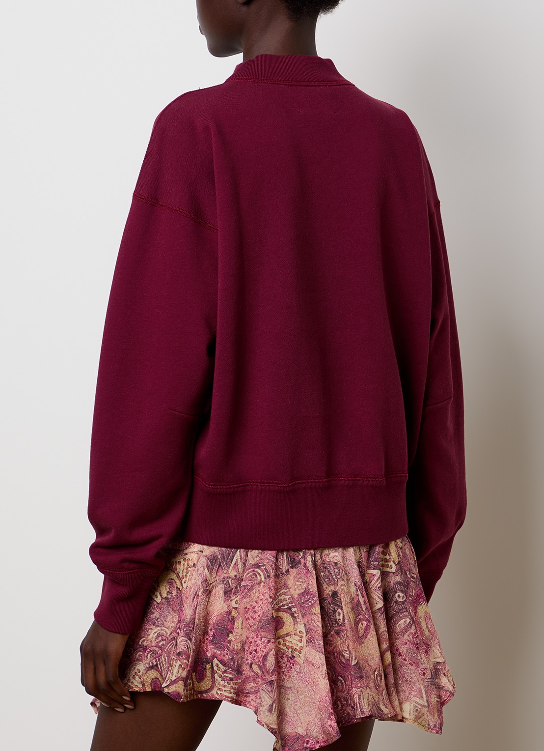 Isabel Marant Moby sweater met flock logoprint en opstaande kraag - achterkant 5 bordeauxrood
