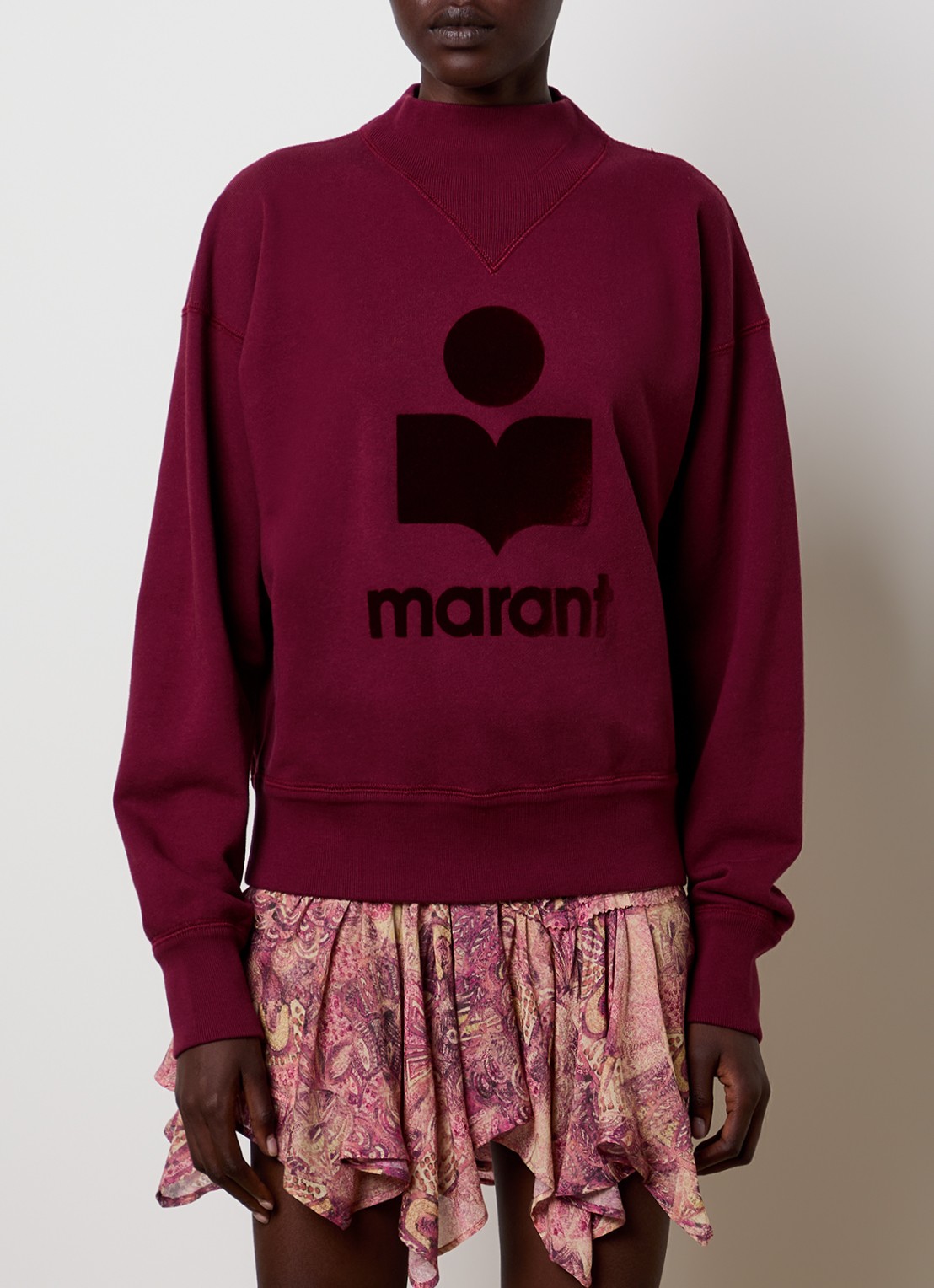 Isabel Marant Moby sweater met flock logoprint en opstaande kraag - detail 3 bordeauxrood