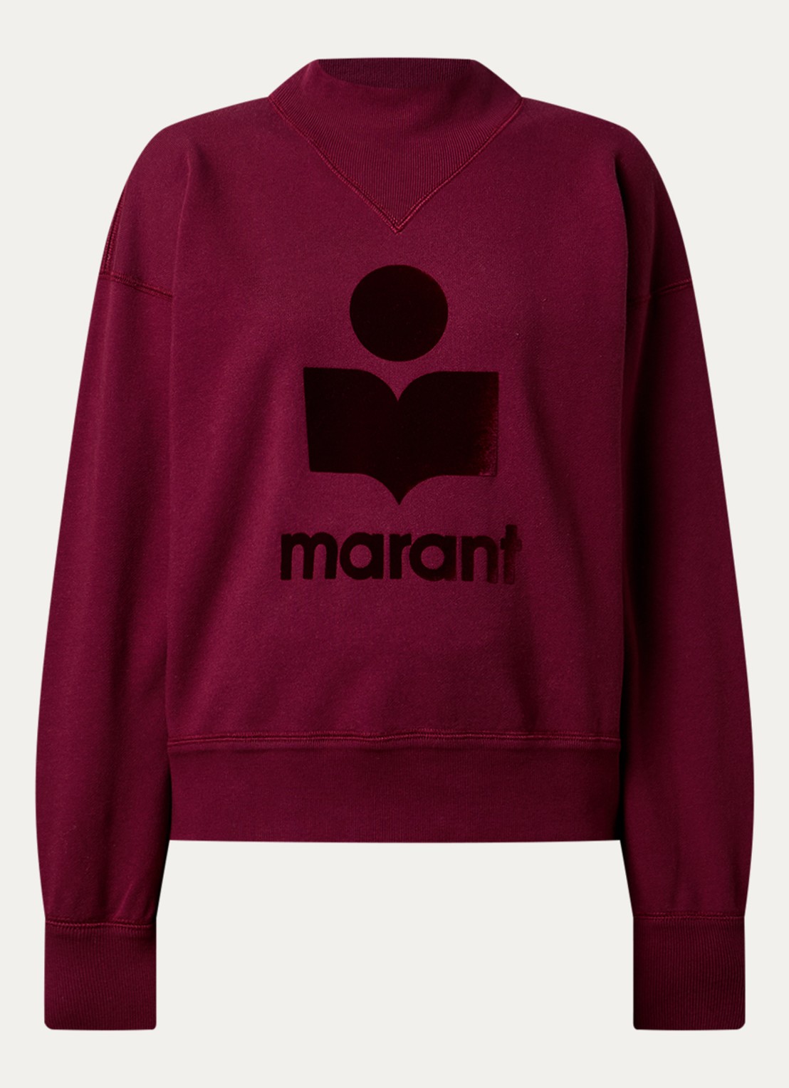 Isabel Marant Moby sweater met flock logoprint en opstaande kraag - voorkant bordeauxrood