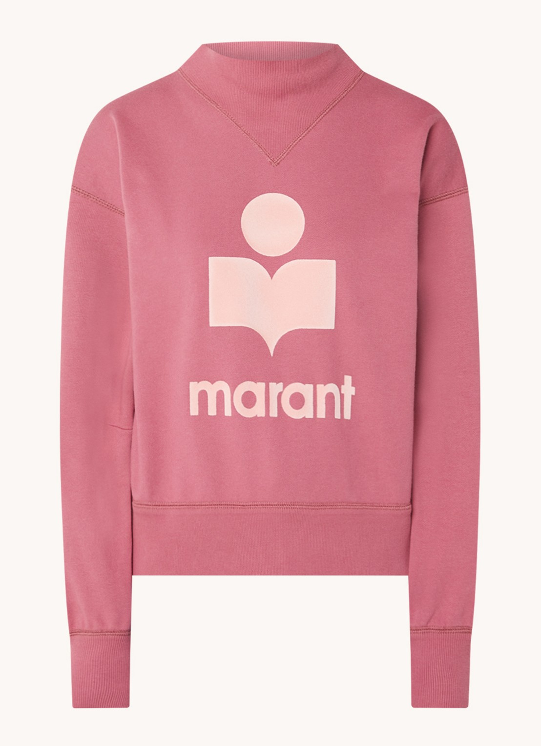 Isabel Marant Moby sweater met flock logoprint en opstaande kraag - voorkant 2 donkerrood