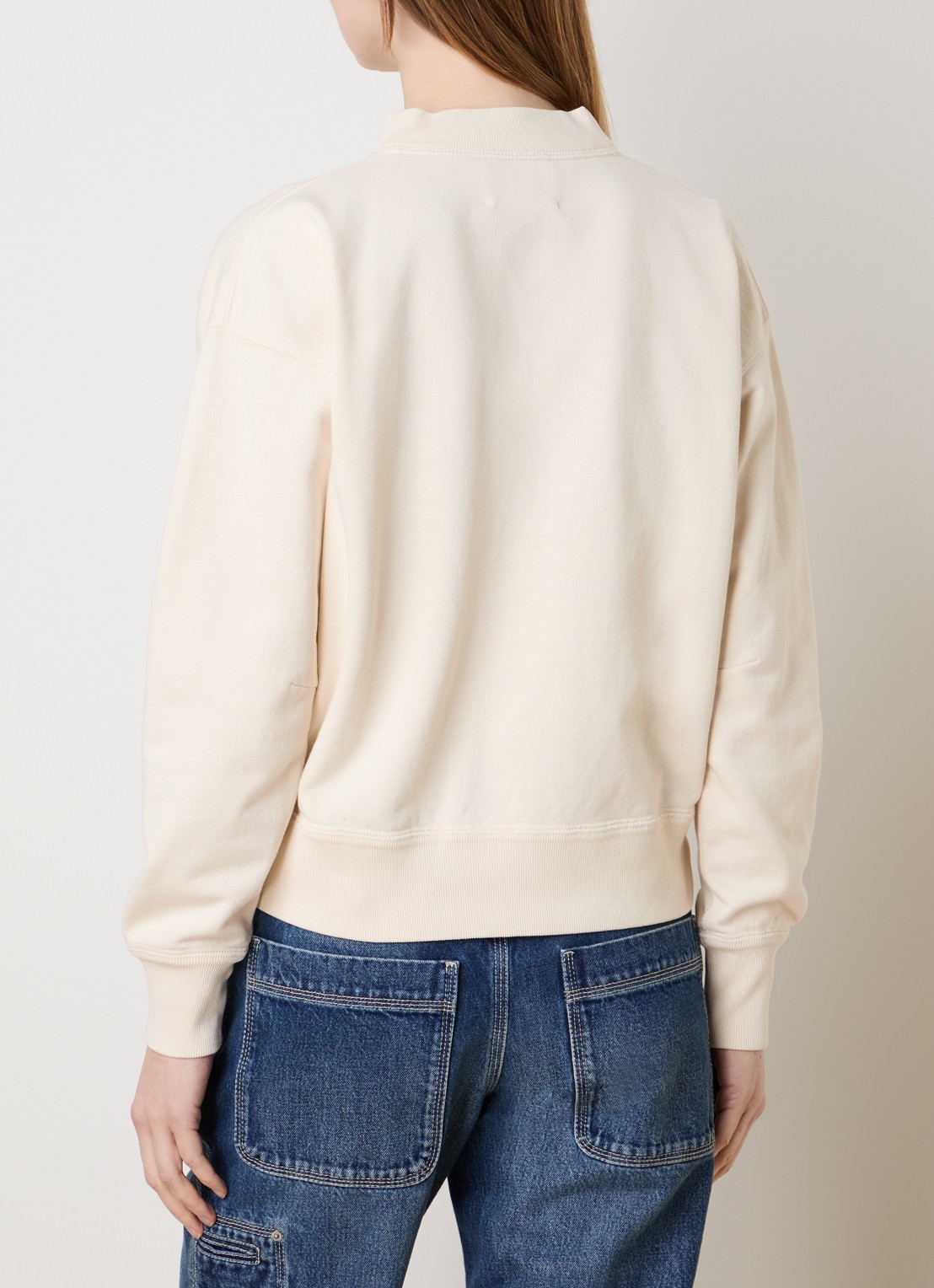 Isabel Marant Moby sweater met flock logoprint en opstaande kraag - achterkant 5 creme