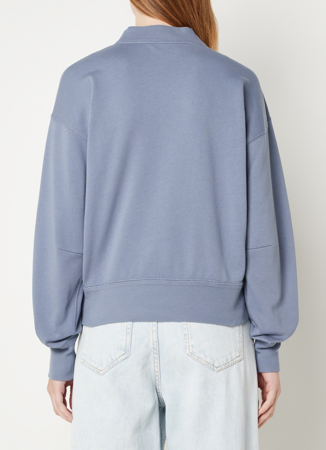 Isabel Marant Moby sweater met flock logoprint en opstaande kraag - achterkant 2 staalblauw