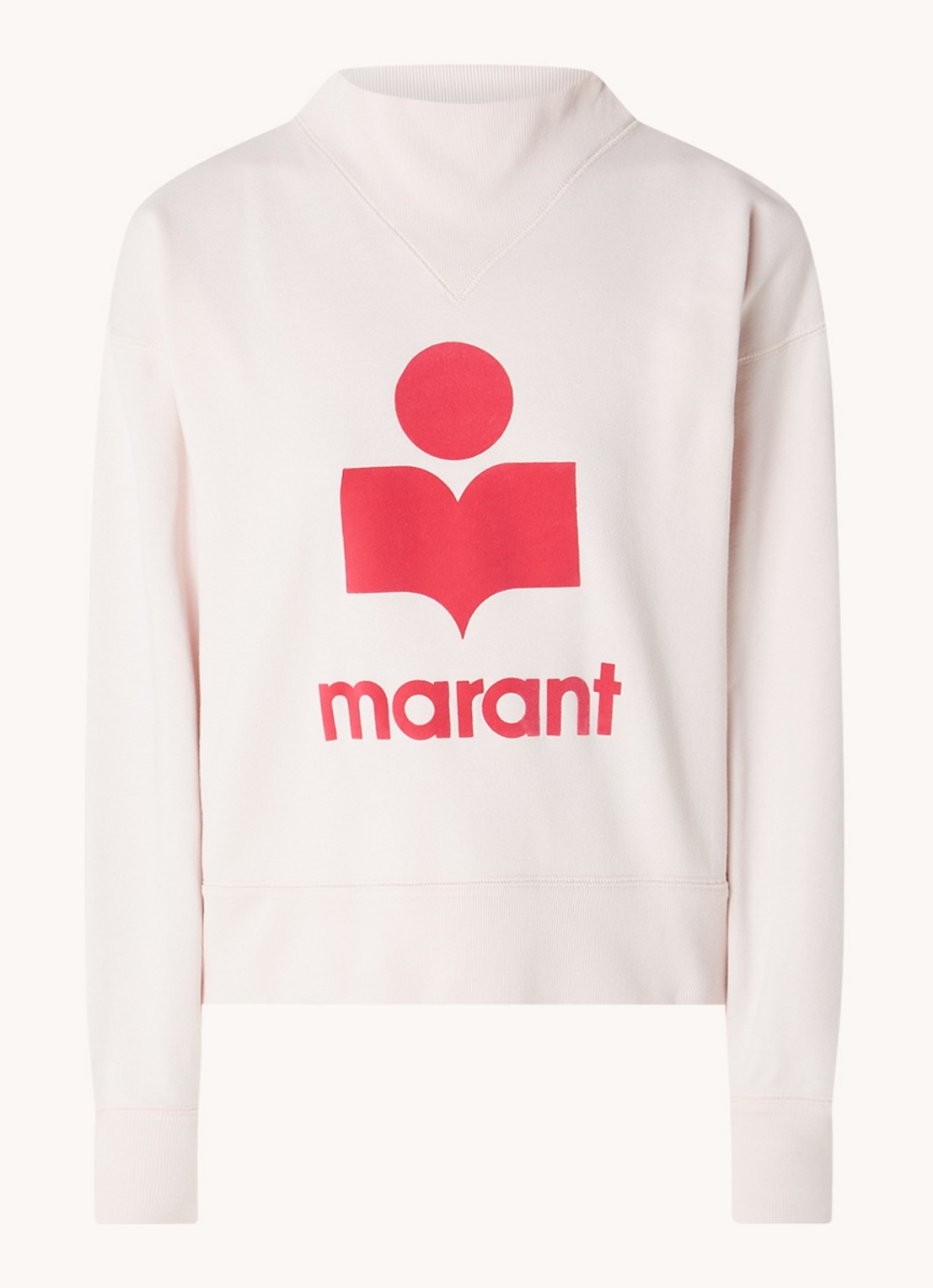 Isabel Marant Moby sweater met flock logoprint  - voorkant lichtroze