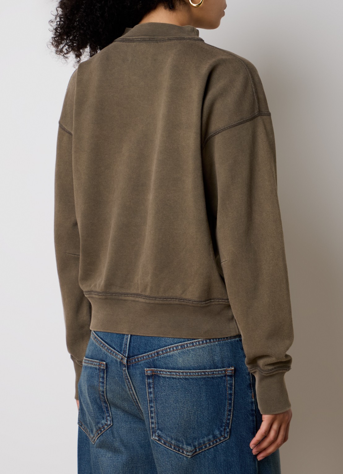 Isabel Marant Moby sweater met flock logoprint  - achterkant 3 khaki