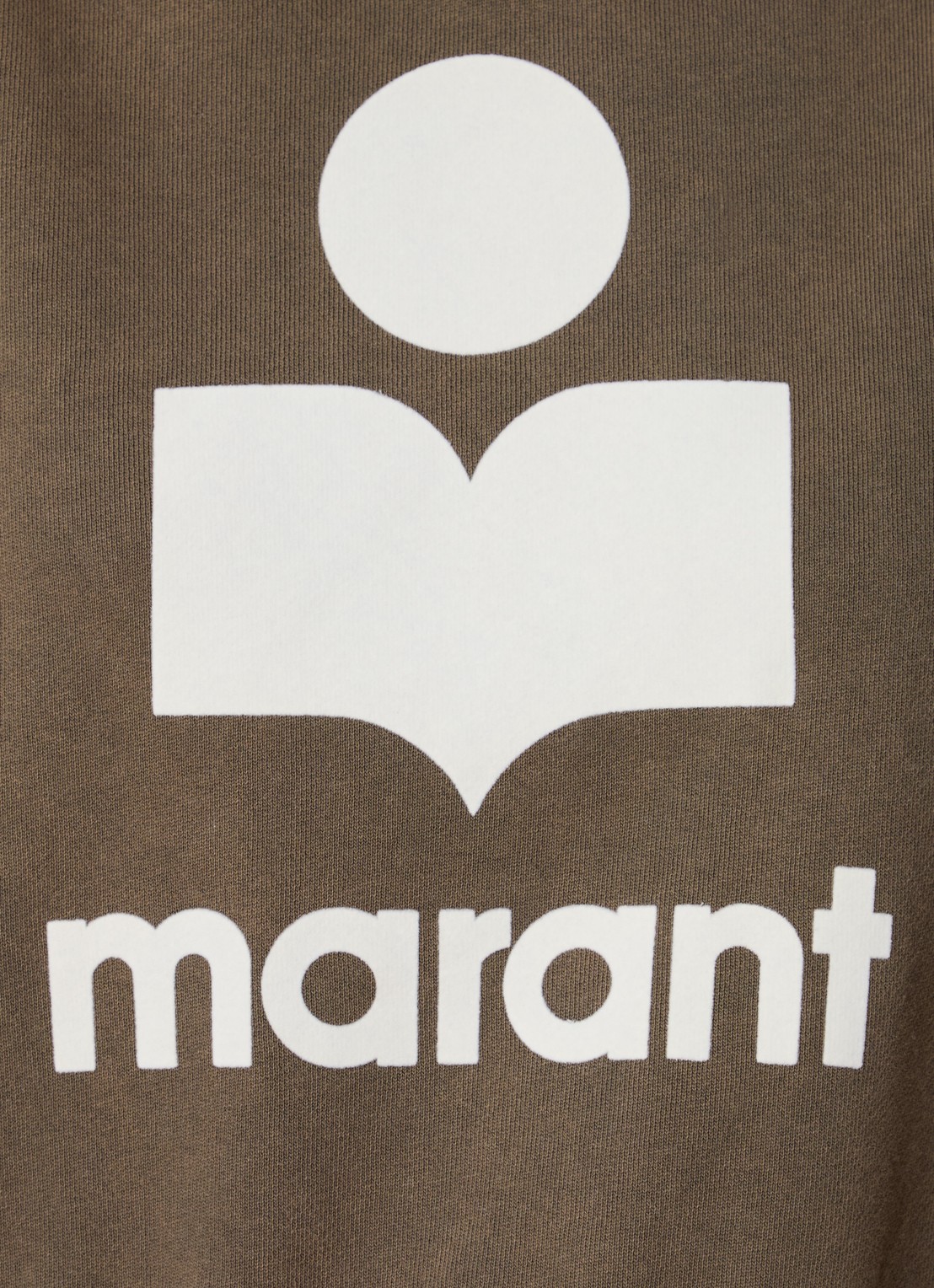 Isabel Marant Moby sweater met flock logoprint  - detail 5 khaki