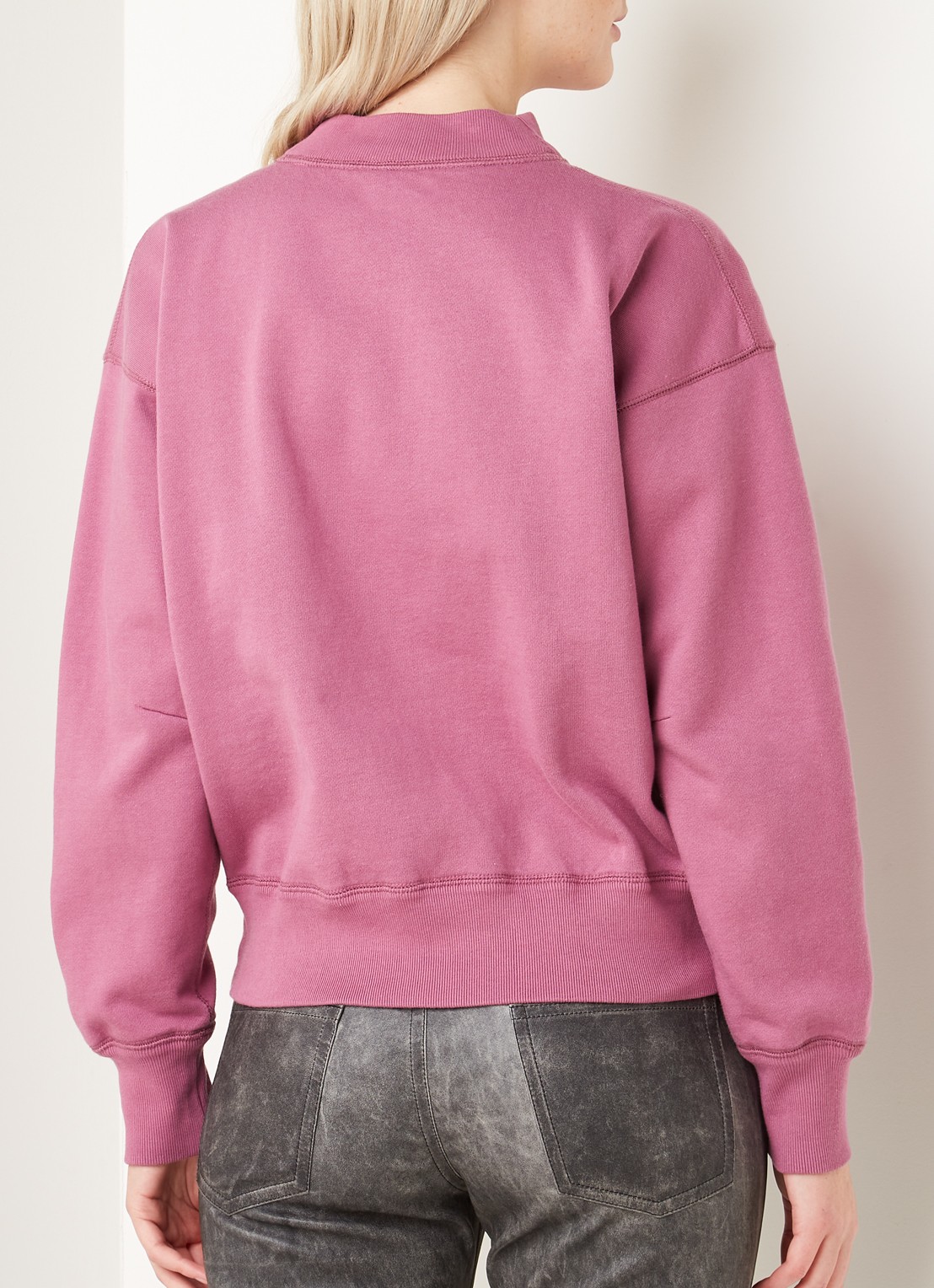 Isabel Marant Moby sweater met flockprint - achterkant 3 roze