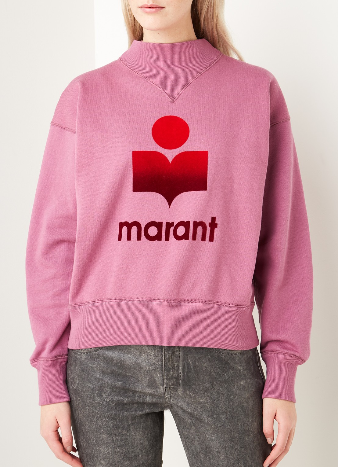 Isabel Marant Moby sweater met flockprint - detail 4 roze