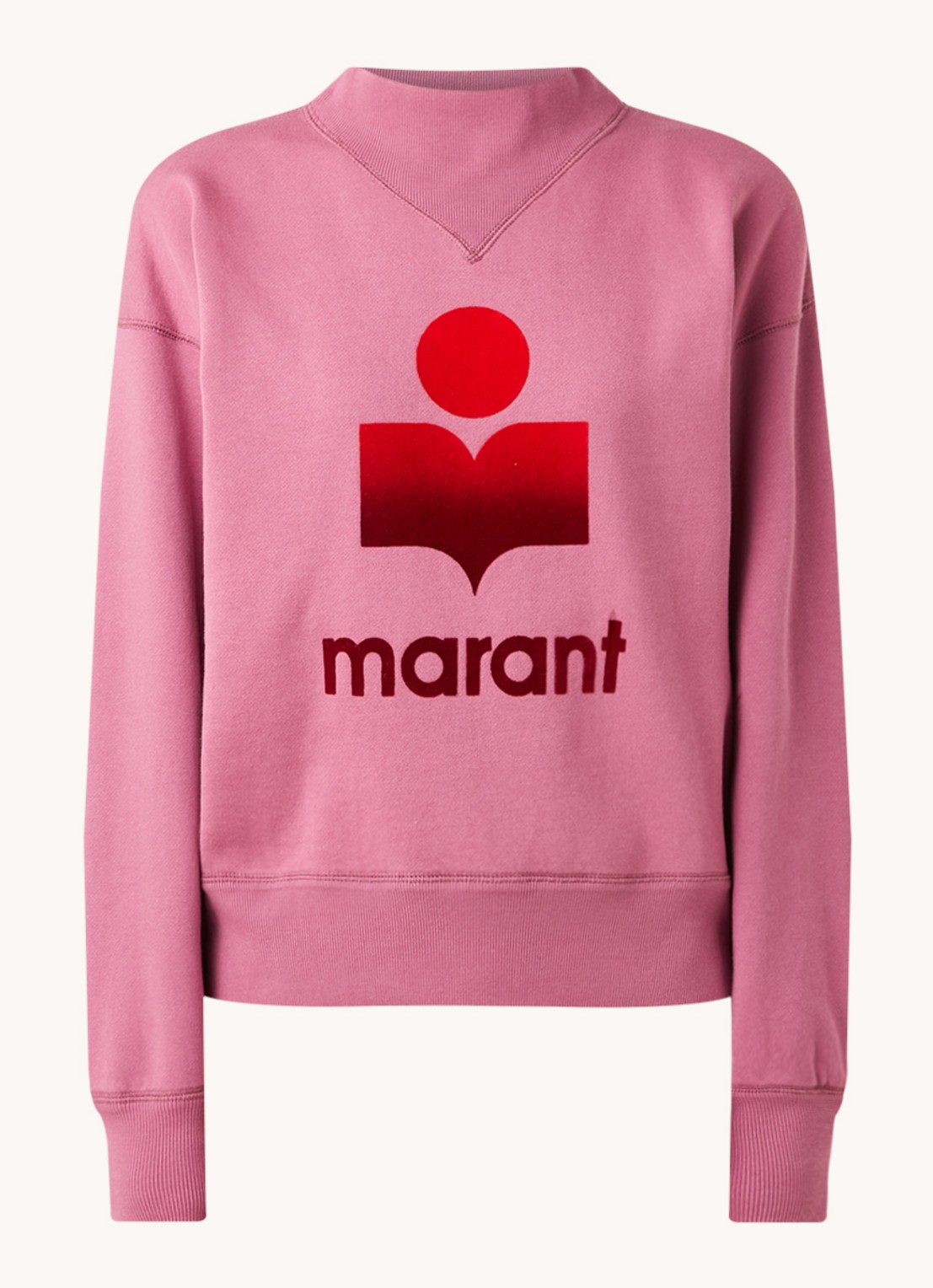 Isabel Marant Moby sweater met flockprint - voorkant roze