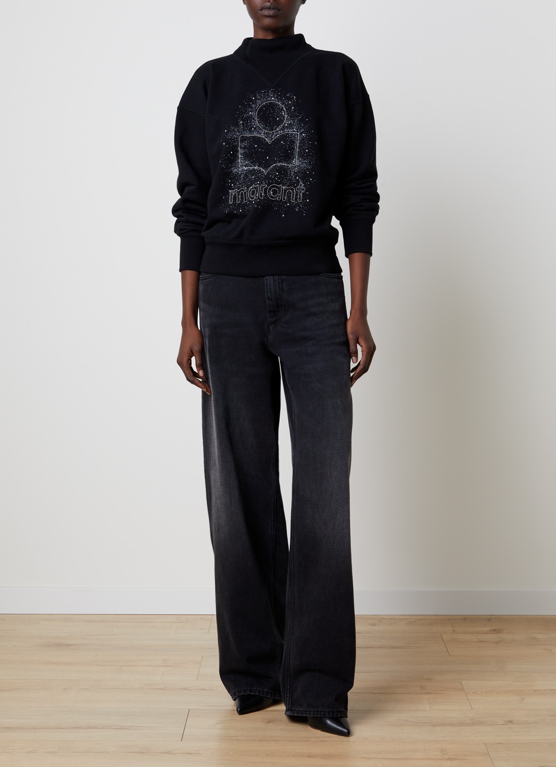 Isabel Marant Moby sweater met logoprint - voorkant 4 zwart