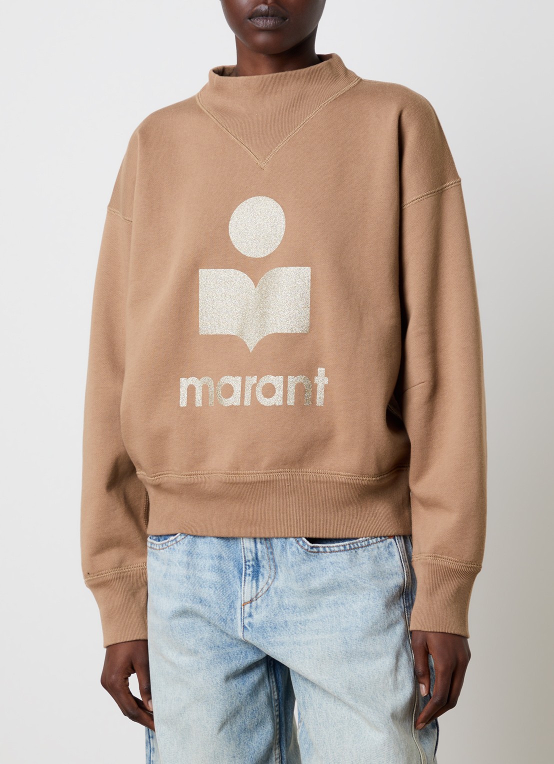 Isabel Marant Moby sweater met logoprint - detail camel