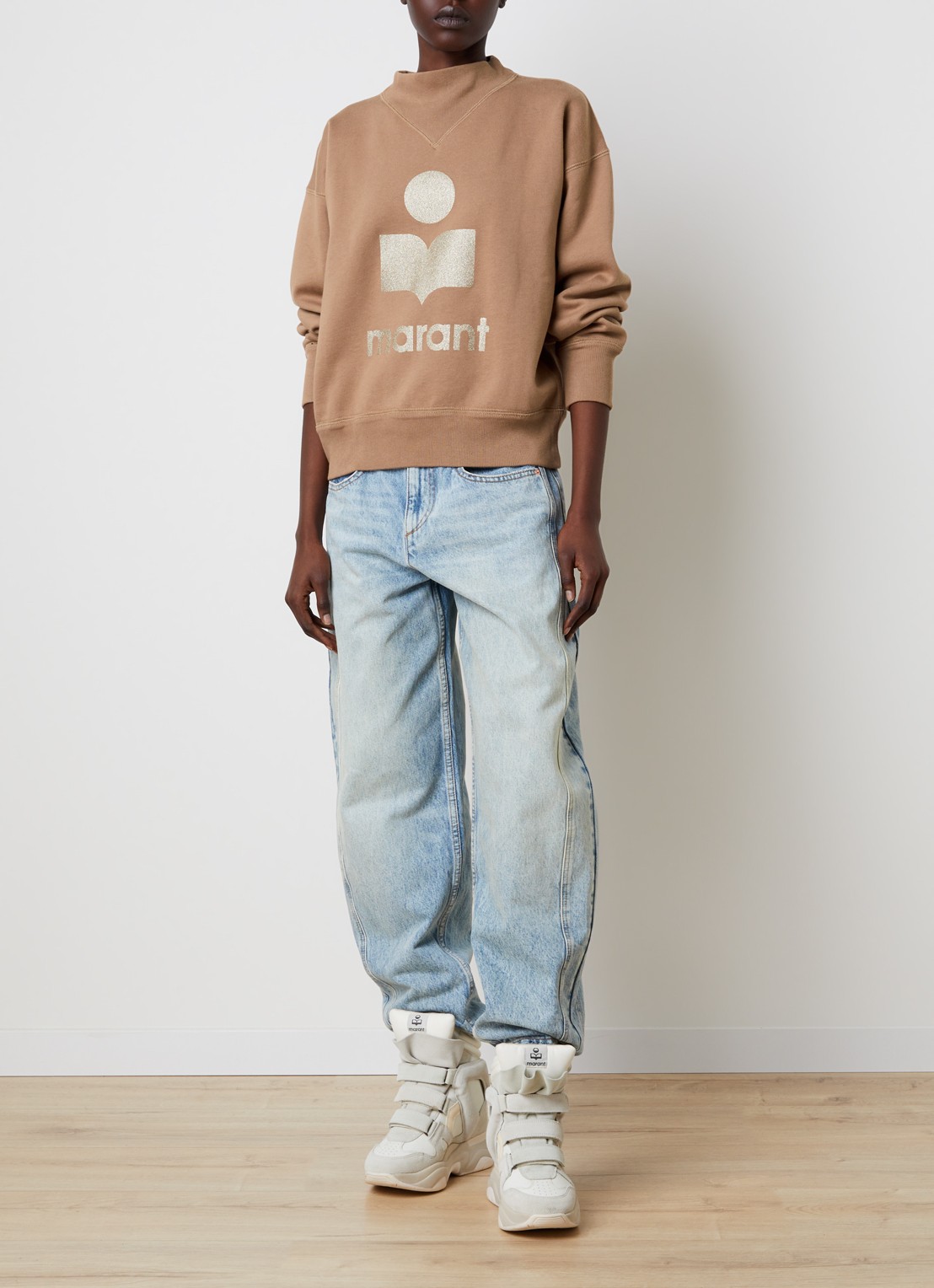 Isabel Marant Moby sweater met logoprint - voorkant 5 camel