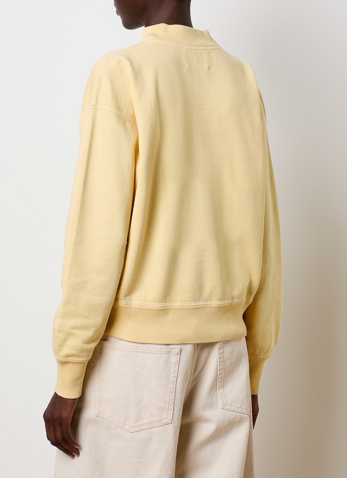 Isabel Marant Moby sweater met opstaande kraag en flock logoprint - achterkant 3 lichtgeel