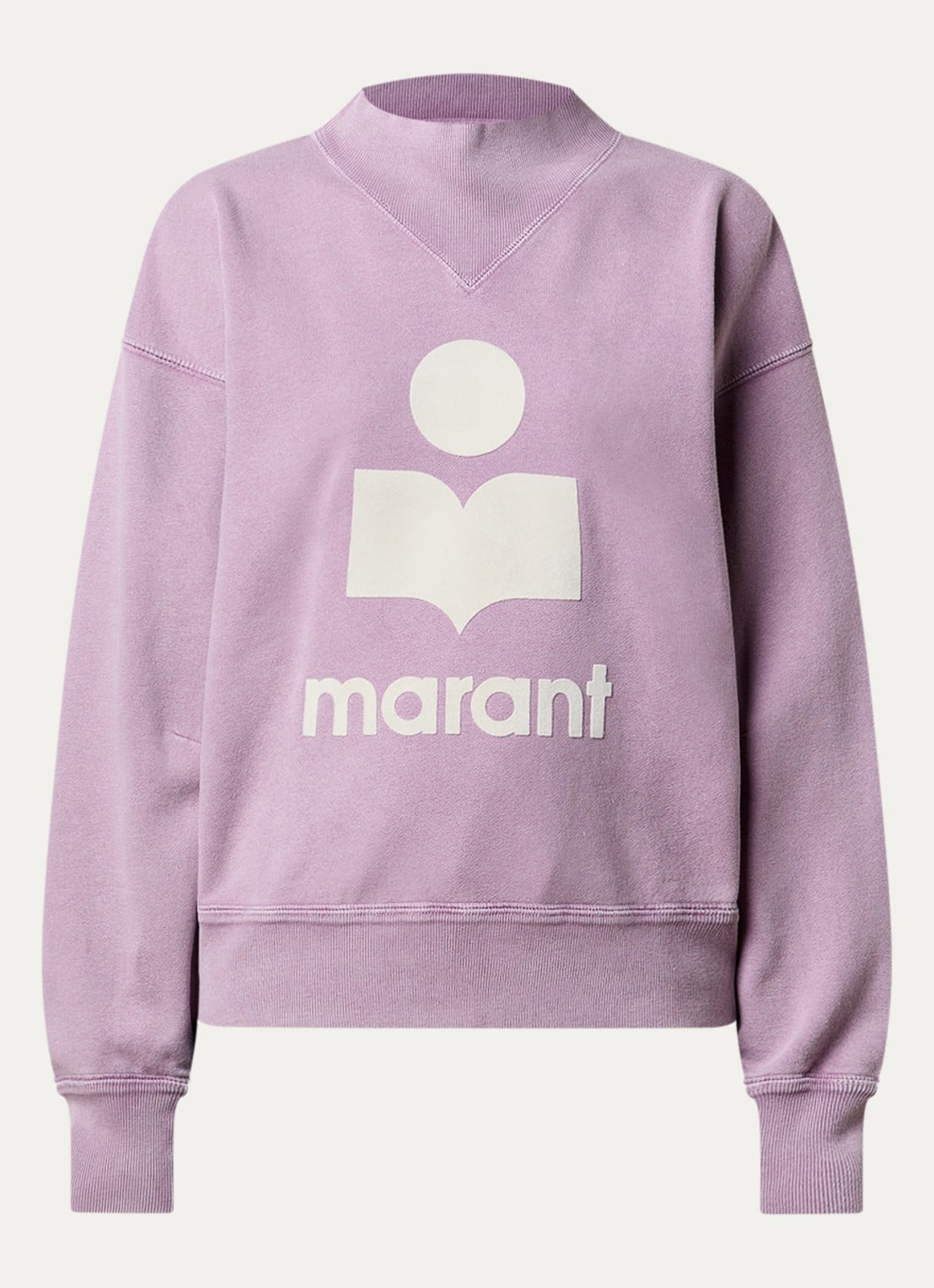 Isabel Marant Moby sweater met opstaande kraag en flock logoprint - voorkant 4 oudroze