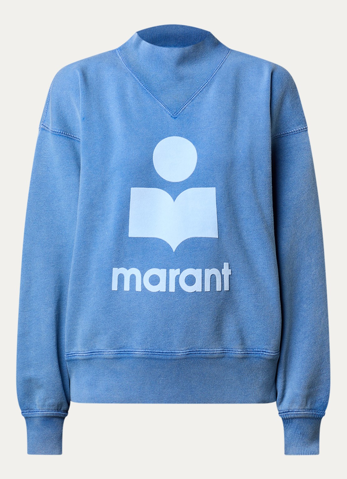 Isabel Marant Moby sweater met opstaande kraag en flock logoprint - voorkant 2 blauw