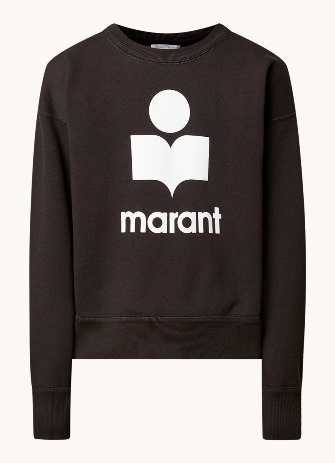 Isabel Marant Mobyli sweater met flock logoprint - voorkant 4 antraciet