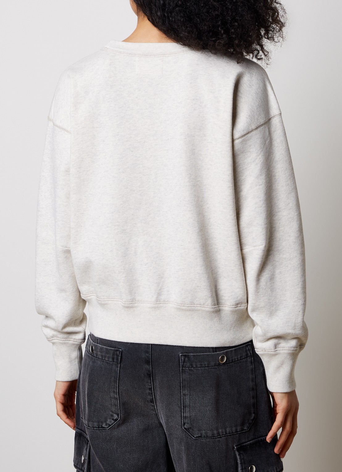 Isabel Marant Mobyli sweater met flock logoprint - achterkant 5 grijsmele