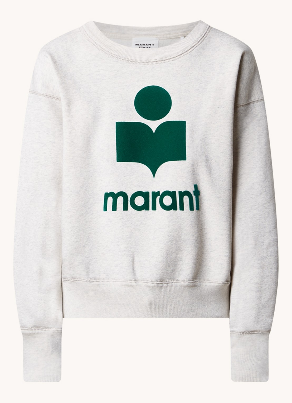 Isabel Marant Mobyli sweater met flock logoprint - voorkant 3 grijsmele