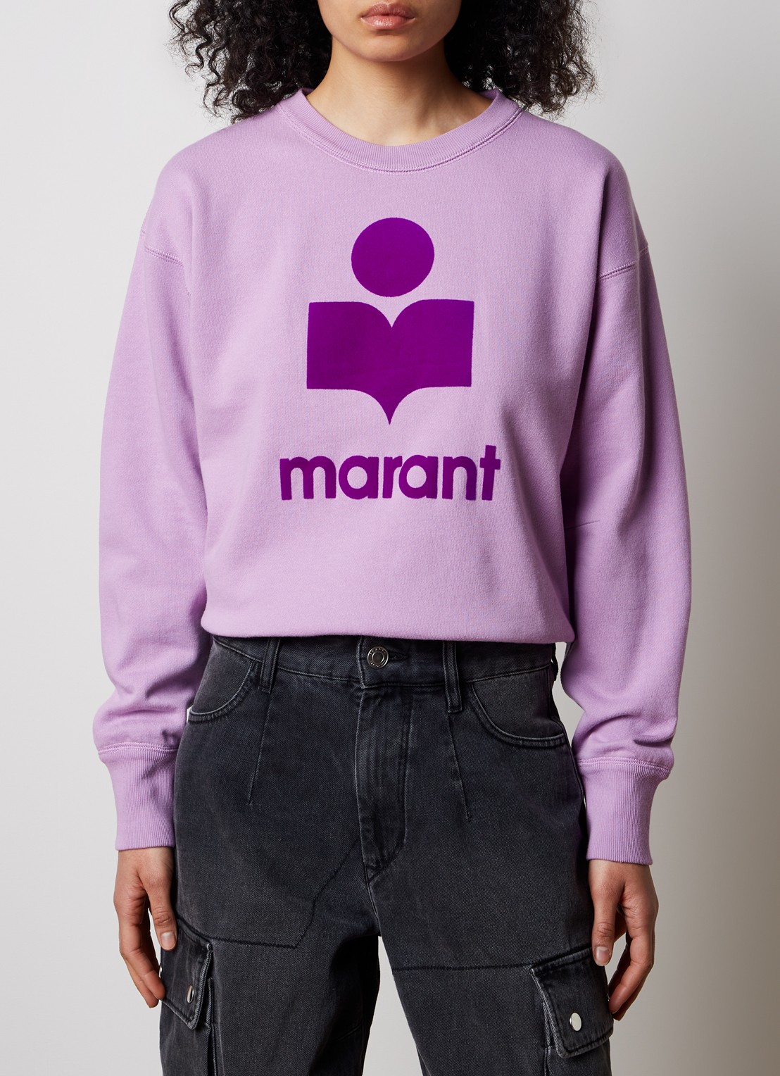 Isabel Marant Mobyli sweater met flock logoprint - detail lila