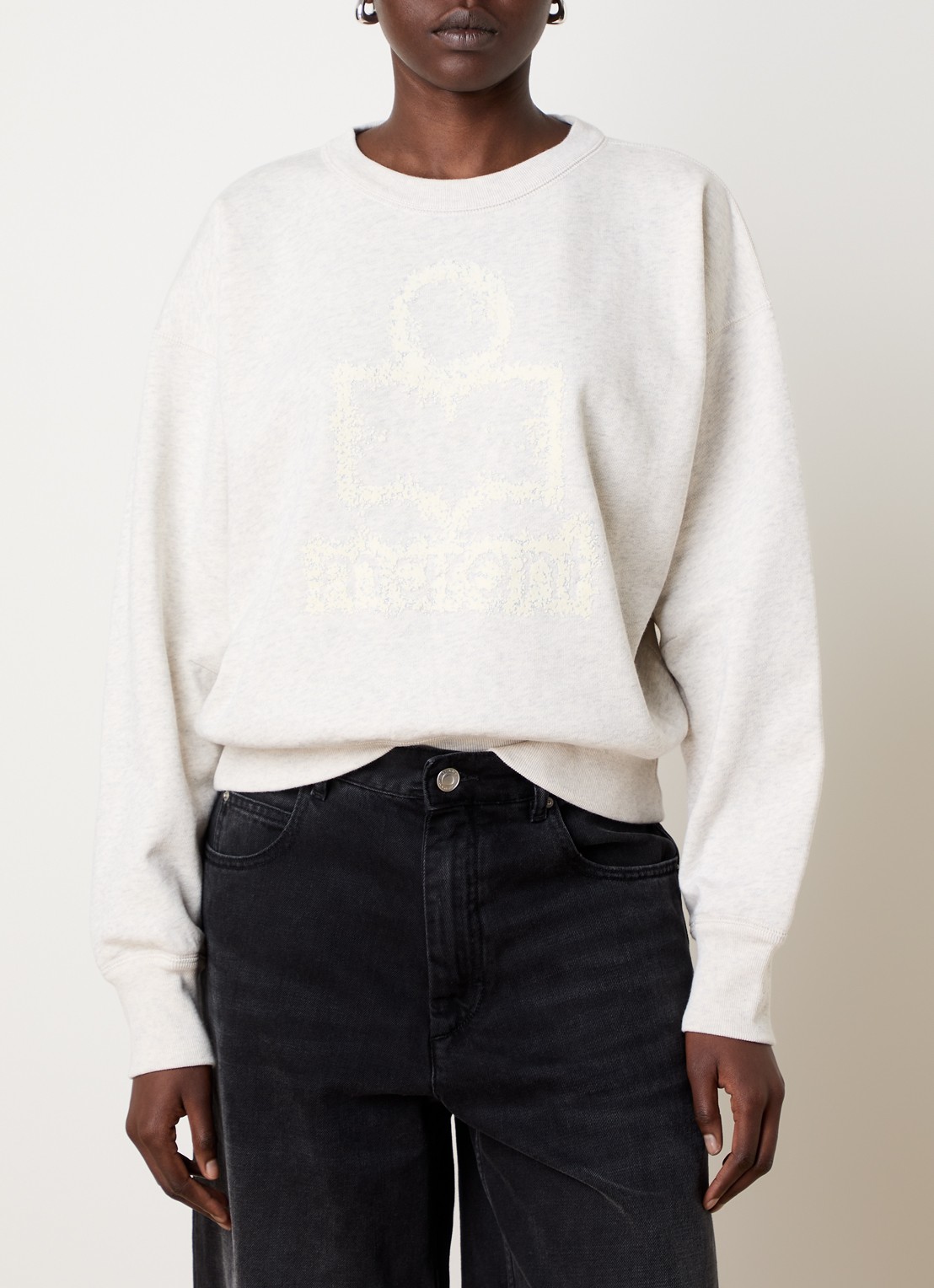 Isabel Marant Mobyli sweater met flock logoprint - detail 4 creme