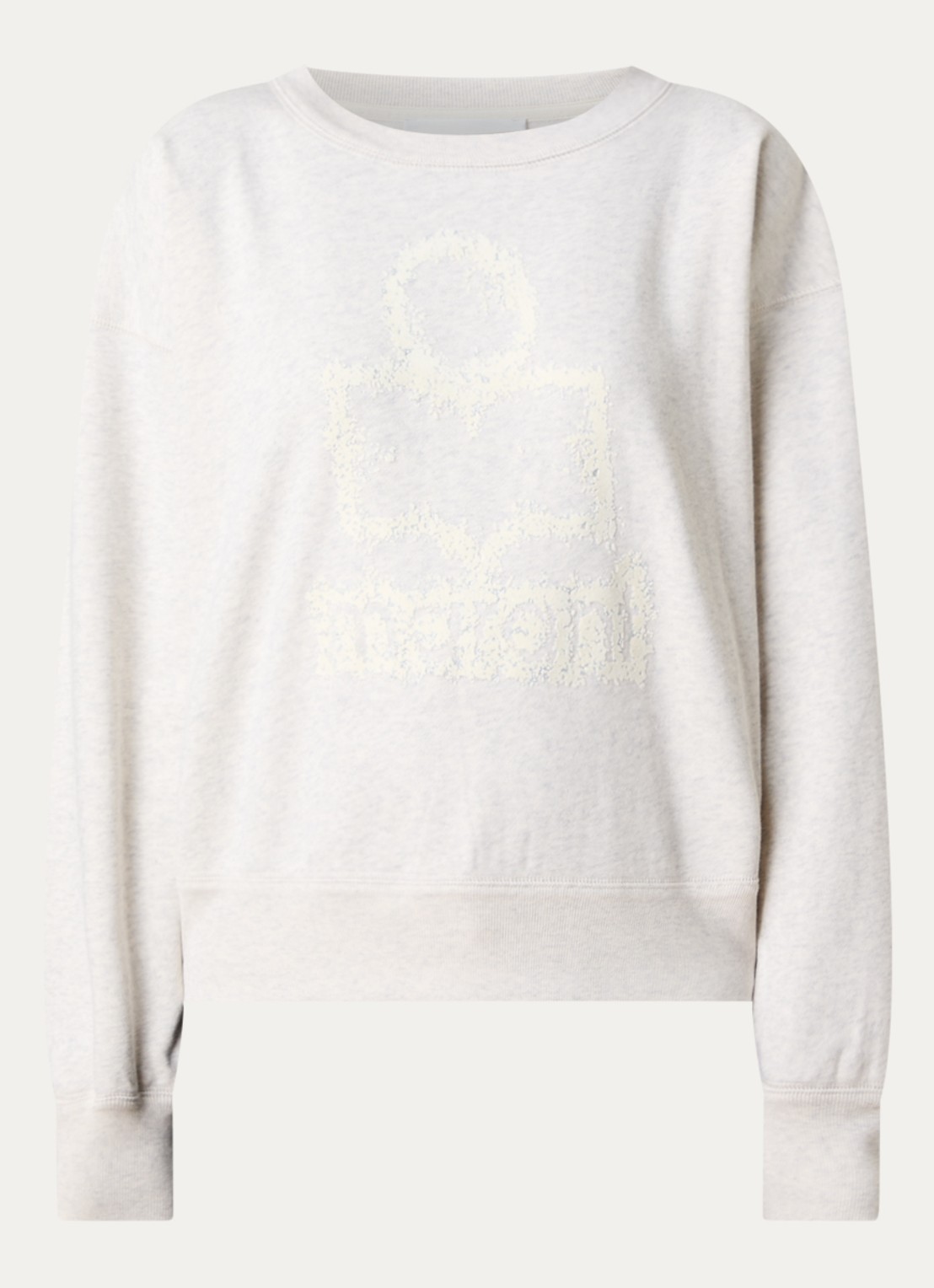 Isabel Marant Mobyli sweater met flock logoprint - voorkant 2 creme
