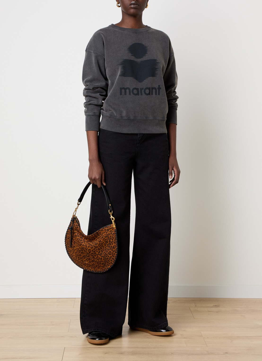 Isabel Marant Mobyli sweater met logoprint - voorkant 3 antraciet