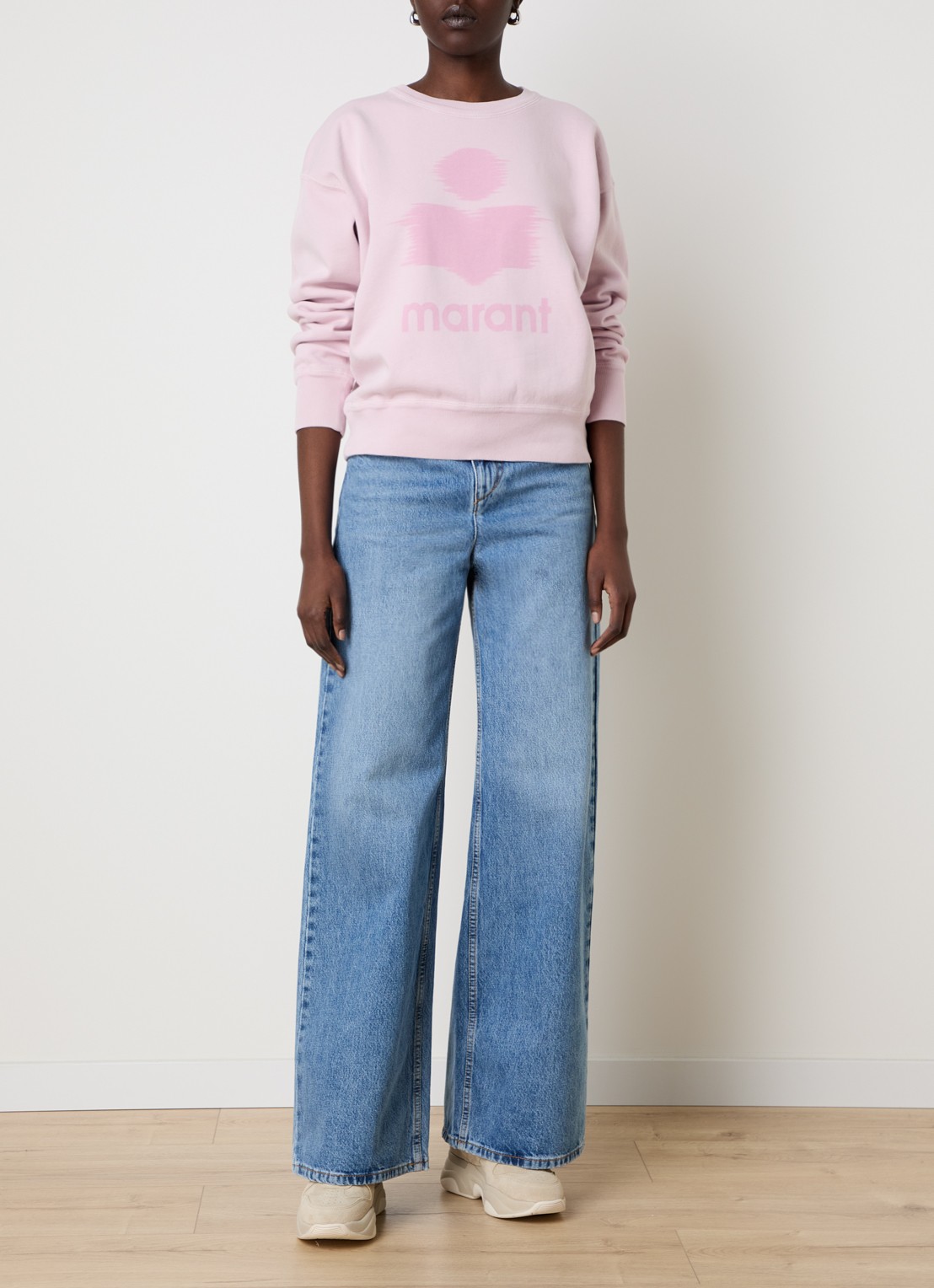 Isabel Marant Mobyli sweater met logoprint - voorkant 3 lichtroze