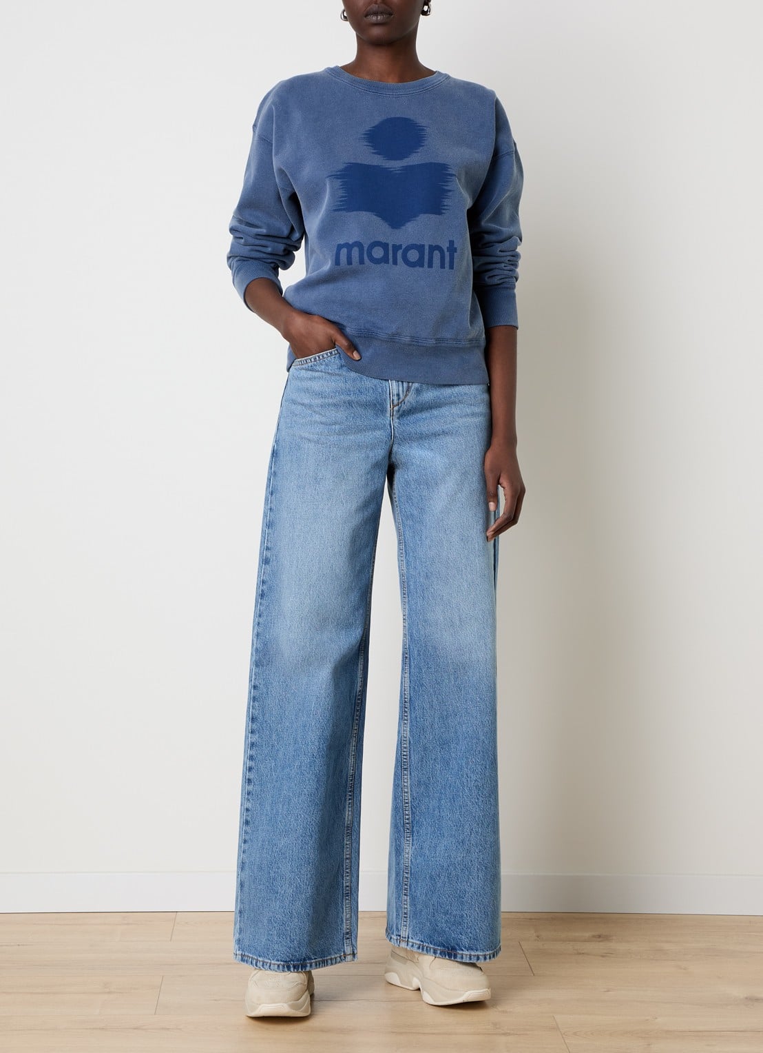 Isabel Marant Mobyli sweater met logoprint - voorkant 5 indigo