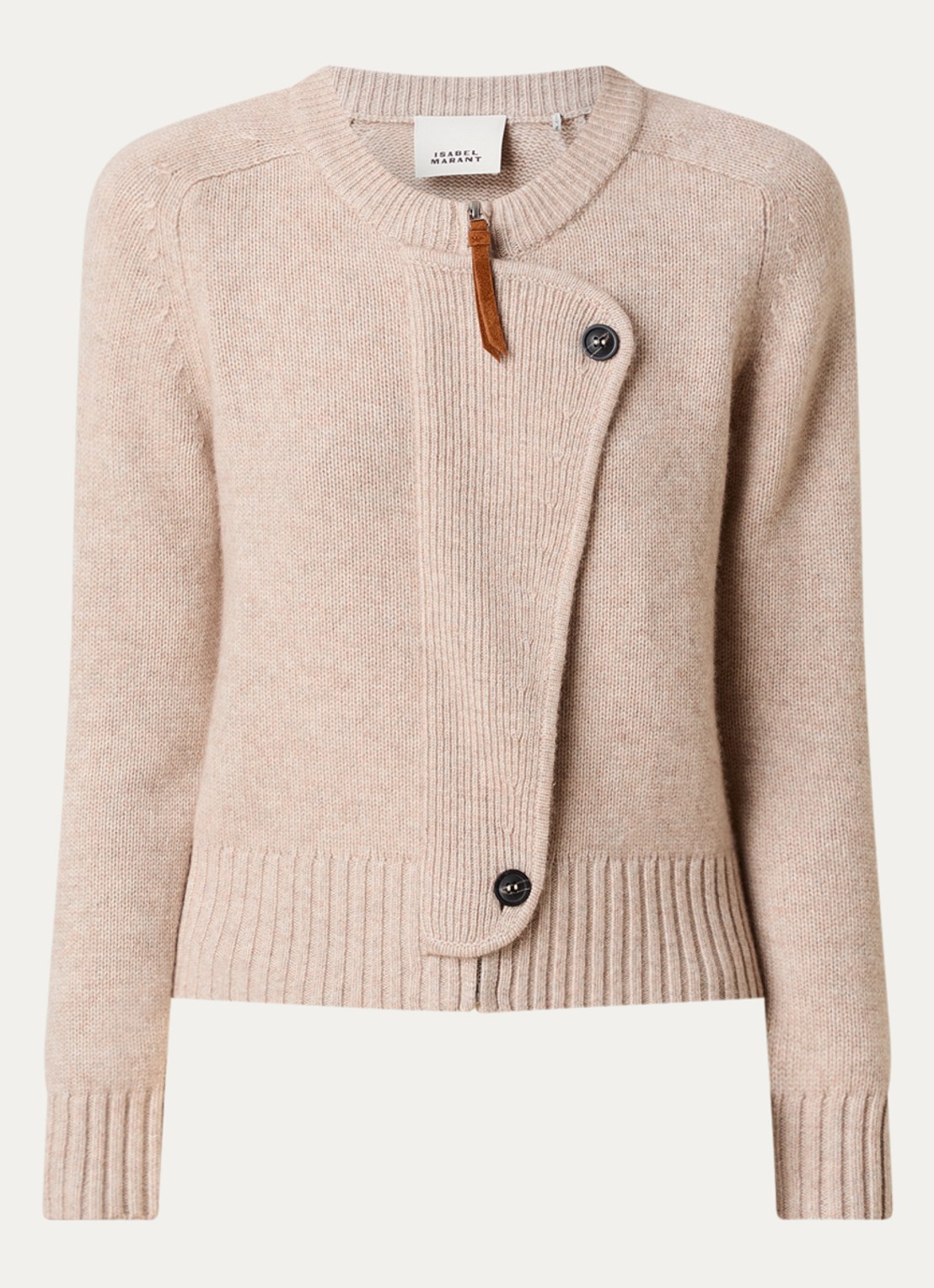 Isabel Marant Murielle fijngebreid vest in kasjmierblend met asymmetrisch detail - voorkant 4 beige