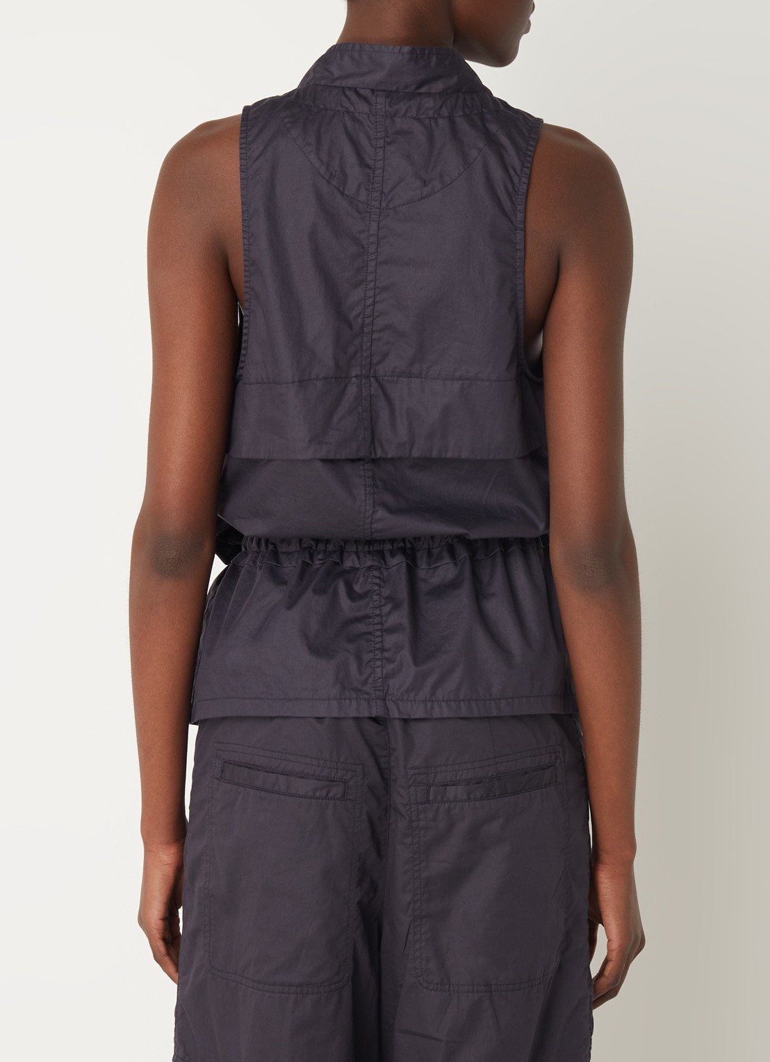 Isabel Marant Nadea mouwloze blouse met strikceintuur en koorddetail  - achterkant antraciet