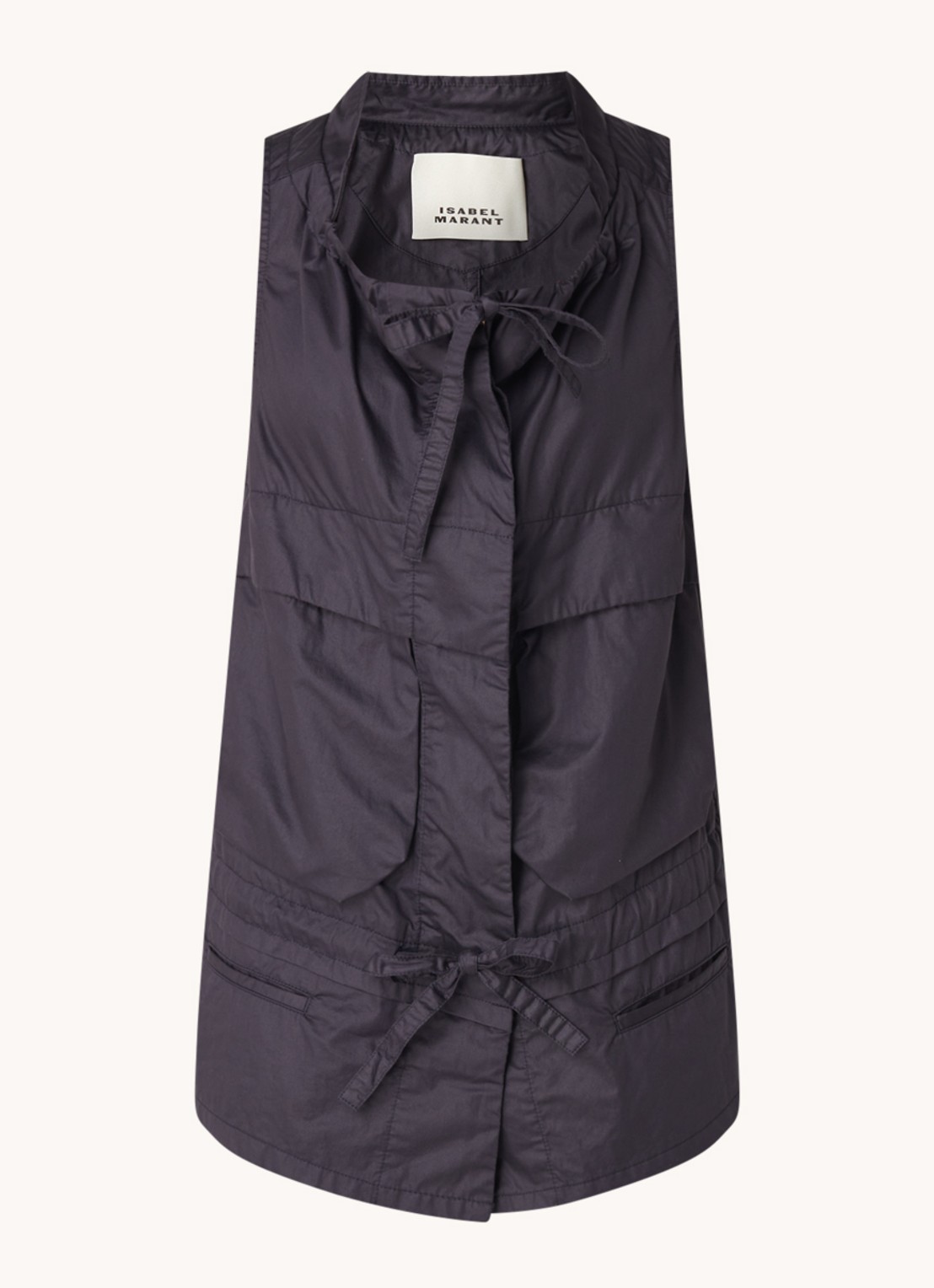 Isabel Marant Nadea mouwloze blouse met strikceintuur en koorddetail  - voorkant 4 antraciet
