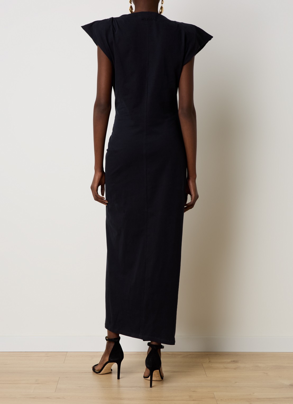 Isabel Marant Nadela maxi jurk met plooidetail en split - achterkant 3 zwart